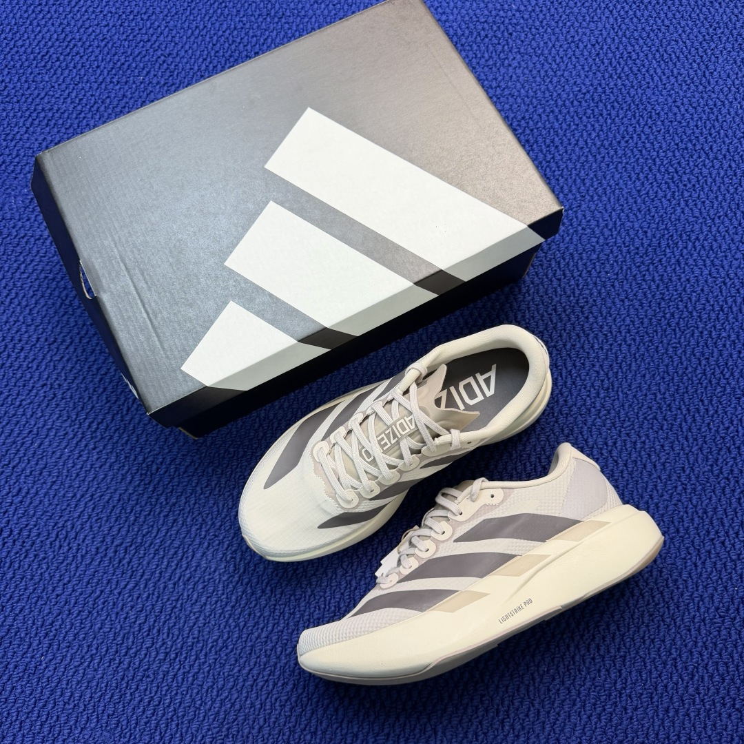 新版 AD Adizero Evo SL 阿迪达斯马拉松跑步鞋轻量Q弹缓震跑鞋新体验！第35色:灰褐色货