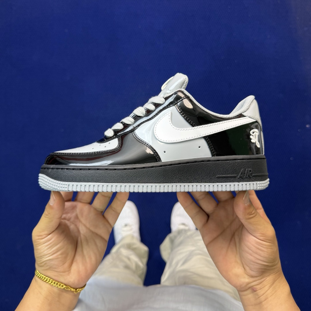3A空军！第646色：Central Cee 联名漆皮黑白灰Nike Air Force 1 Low百分