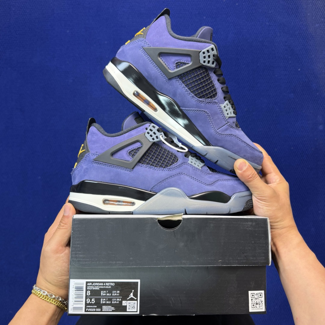 特殊色顶级性价比 aj4系列：湖人紫色全头层纯原大厂品质！货号：FV5029-500 尺码40-47.5