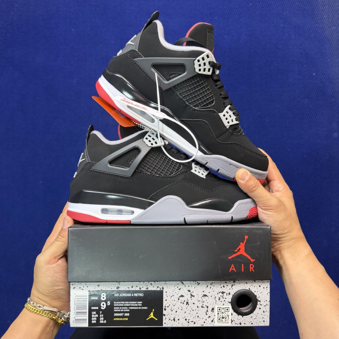 顶级性价比 aj4系列：黑红公牛全头层纯原大厂品质！货号：-060 尺码40-47.5带半码