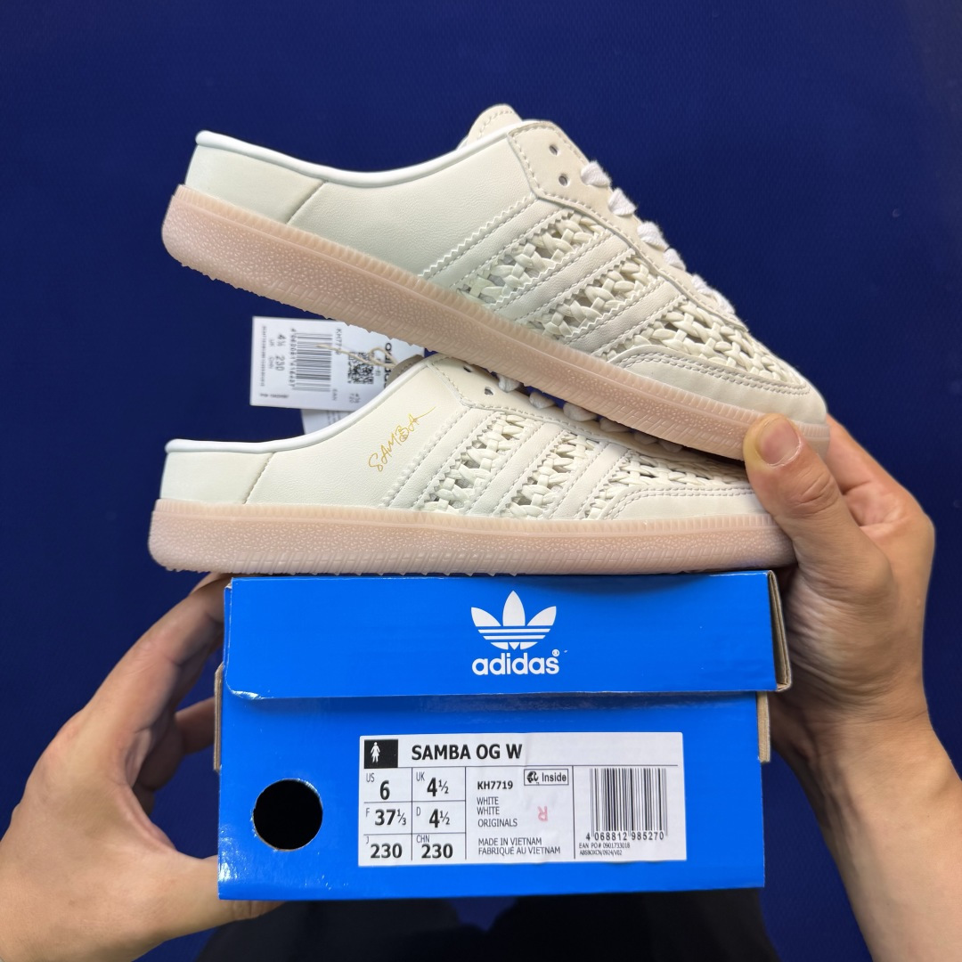 桑巴德训拖鞋一脚蹬 两色出货！adidas originals Samba OG MULE 包头拖鞋 黑