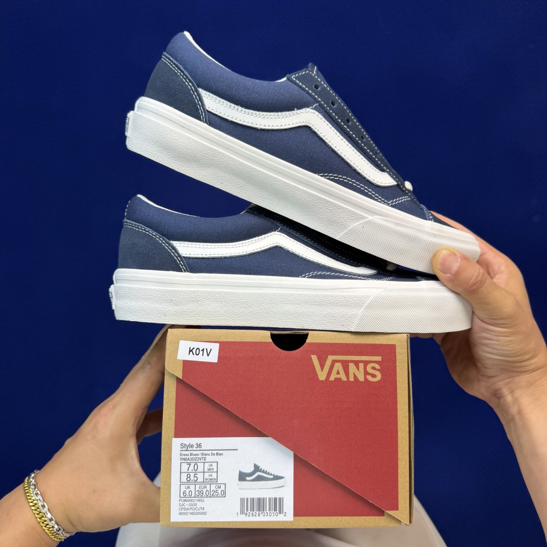 虎扑版！Vans Style 36 低帮 K01V纯原级别外贸订单！万斯经典 硫化帆布板鞋正品海鸥线 鞋