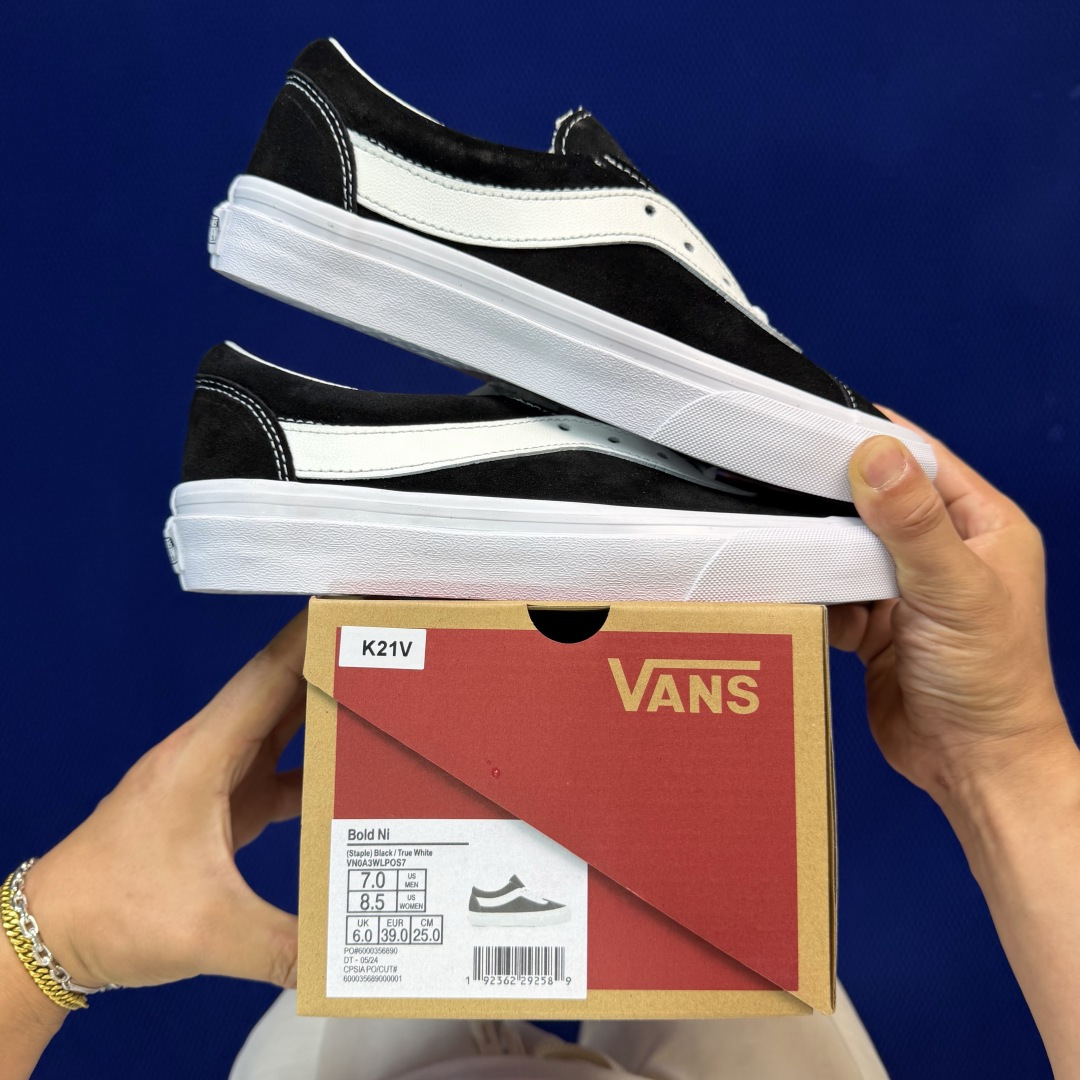 虎扑版！Vans Bold Ni 低帮 K21V纯原级别外贸订单！万斯经典 硫化板鞋全翻毛皮！正品海鸥线