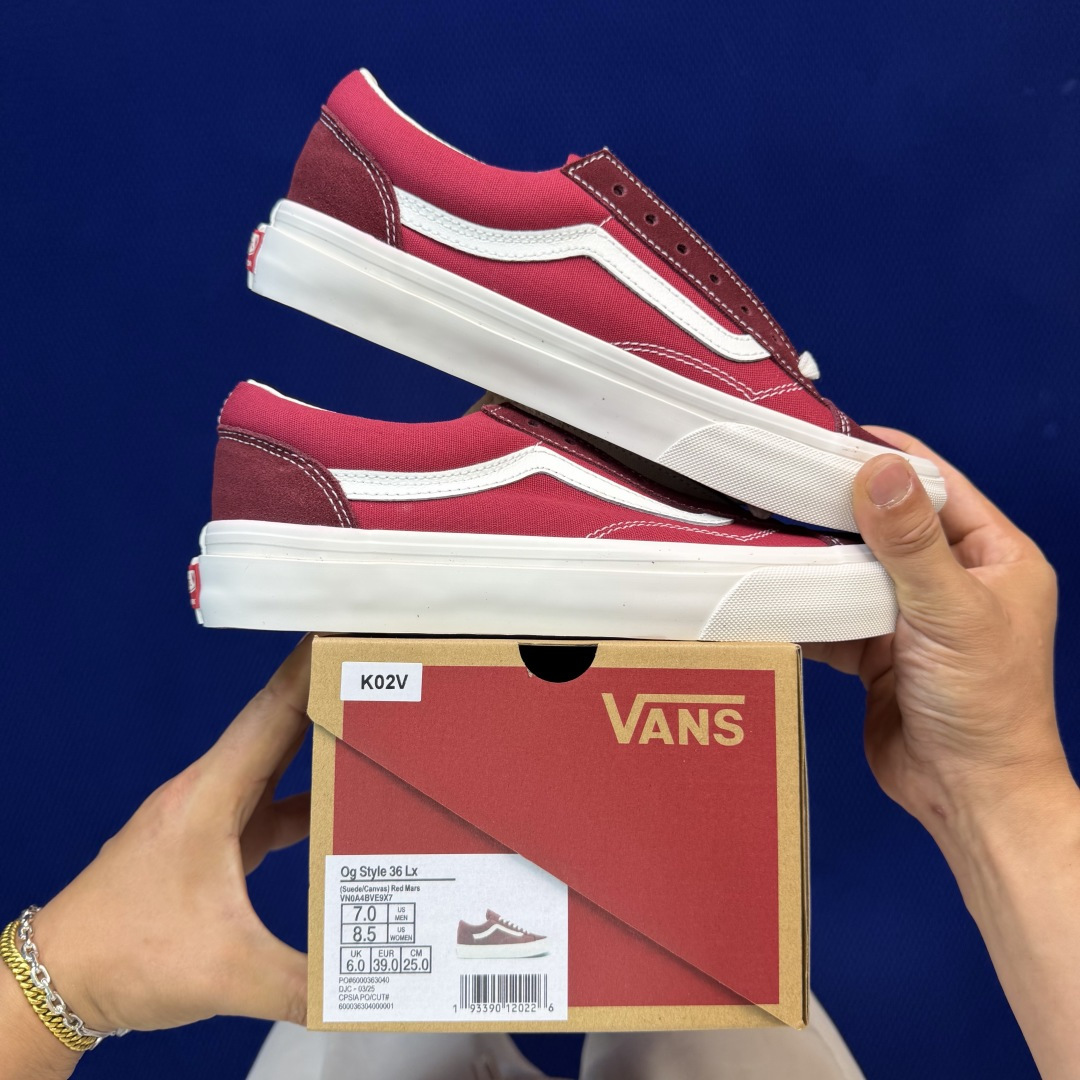 虎扑版！Vans Style 36 低帮 K02V纯原级别外贸订单！万斯经典 硫化帆布板鞋正品海鸥线 鞋