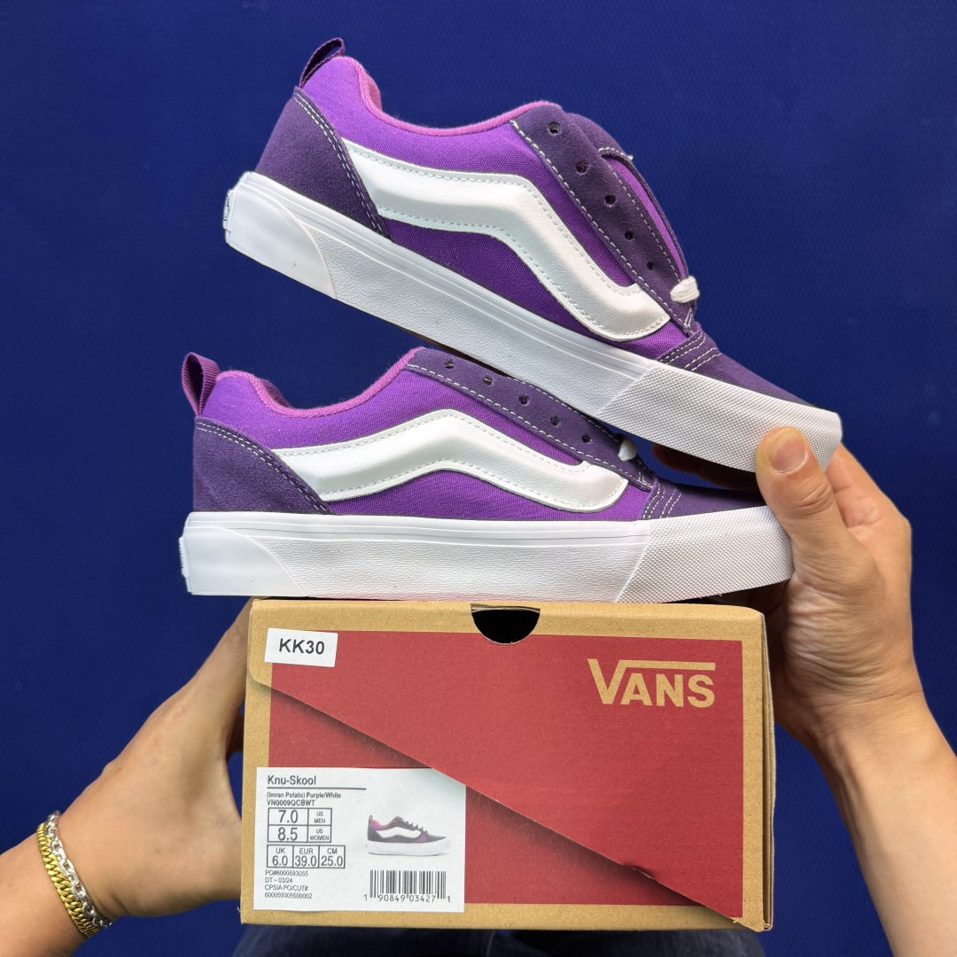 虎扑版！Vans Knu-Skool 低帮 KK30纯原级别外贸订单！万斯经典 硫化帆布板鞋 粗宽立体标