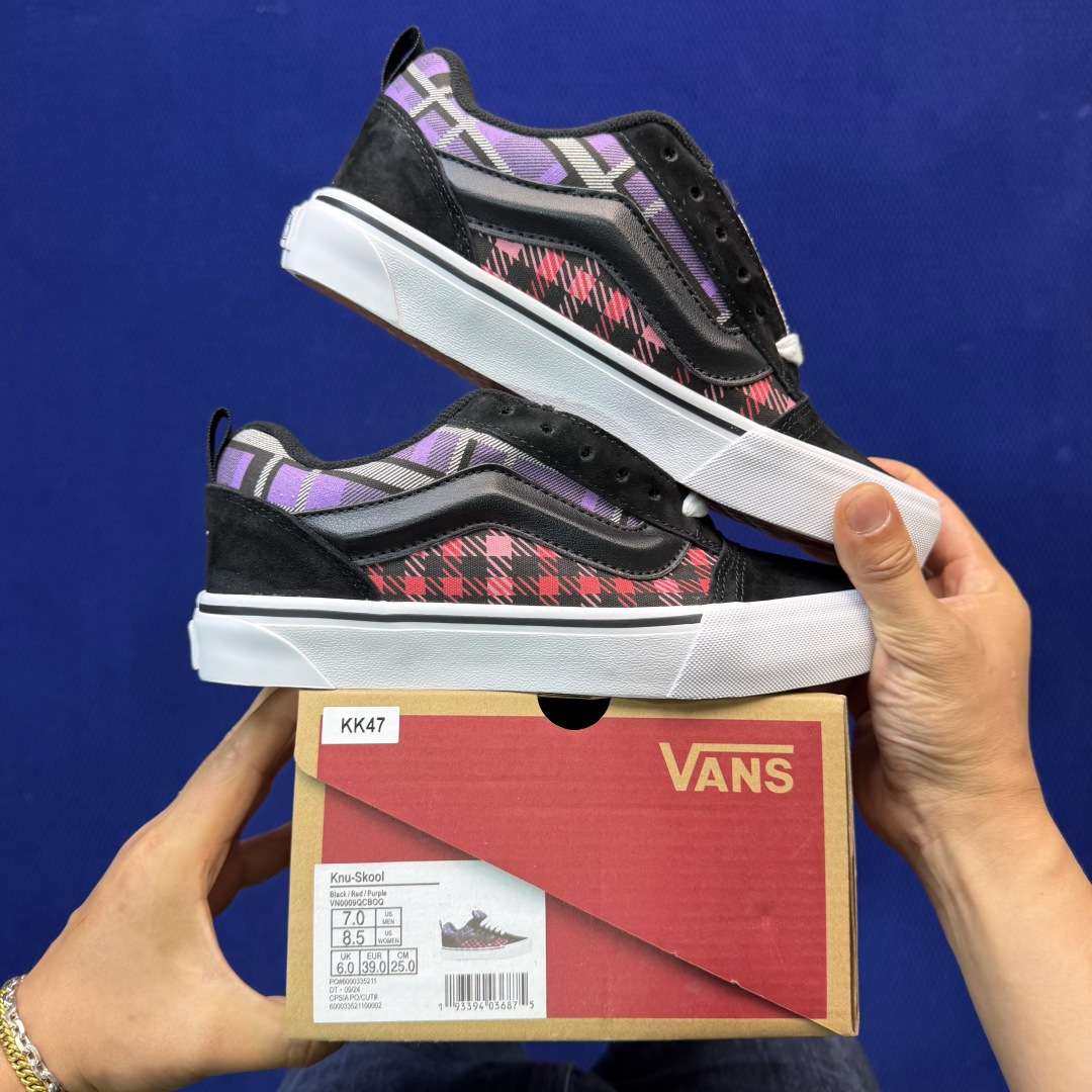 虎扑版！Vans Knu-Skool 低帮 KK47纯原级别外贸订单！万斯经典 硫化帆布板鞋 粗宽立体标