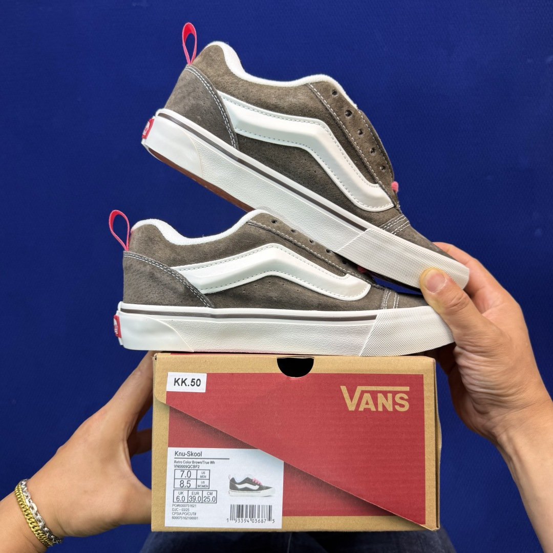 虎扑版！Vans Knu-Skool 低帮 KK50纯原级别外贸订单！万斯经典 硫化帆布板鞋 粗宽立体标