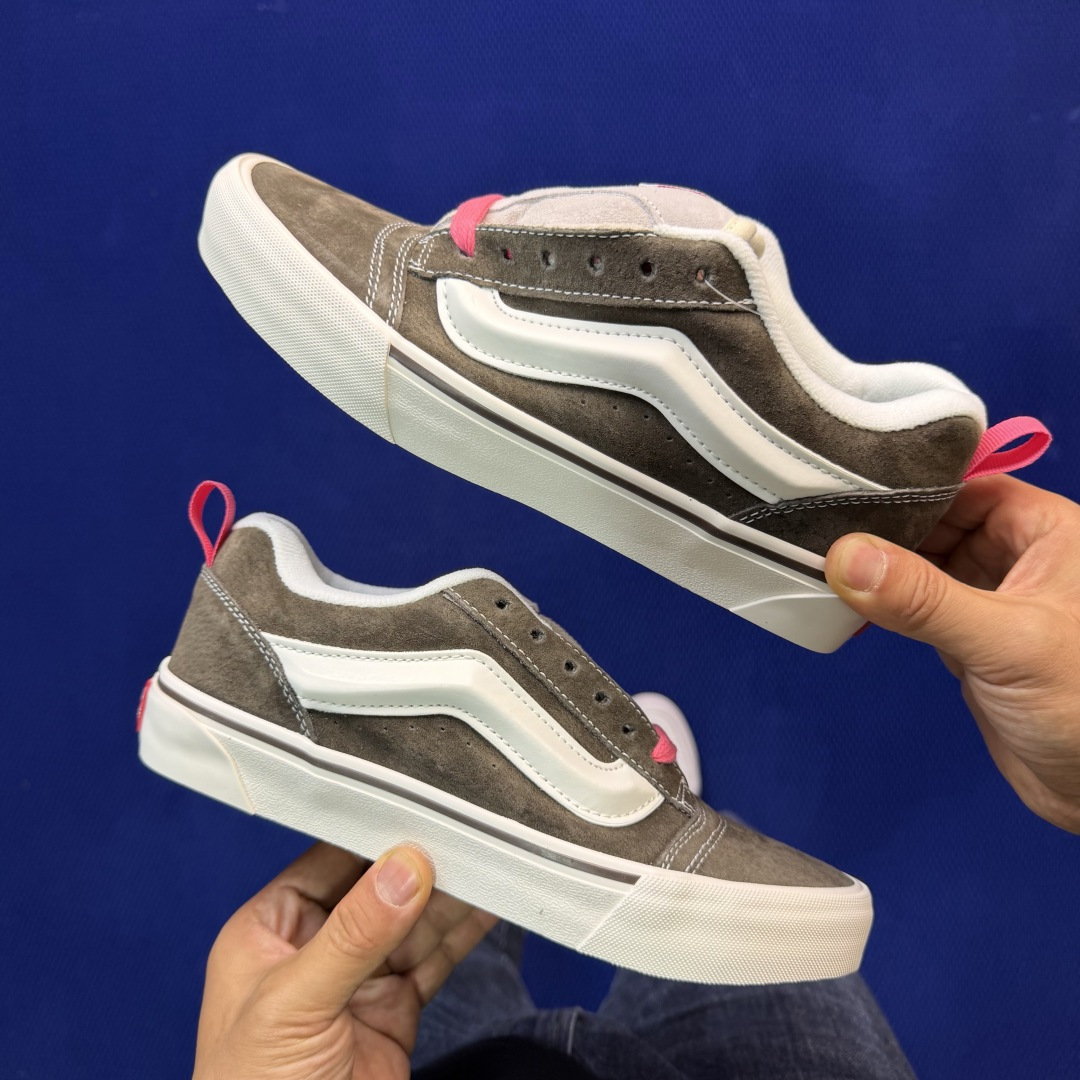 虎扑版！Vans Knu-Skool 低帮 KK50纯原级别外贸订单！万斯经典 硫化帆布板鞋 粗宽立体标