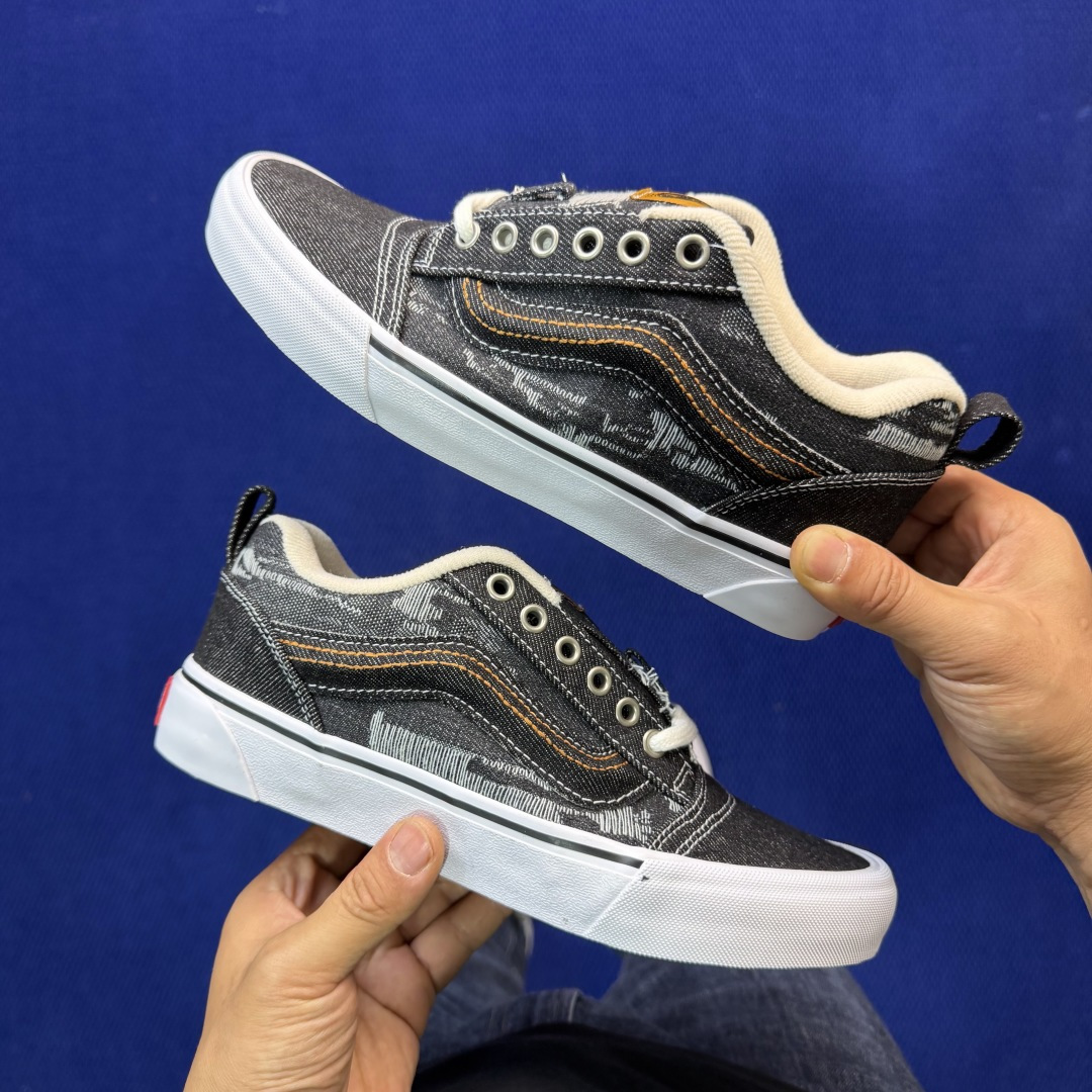 虎扑版！Vans Knu-Skool 低帮 KK34纯原级别外贸订单！万斯经典 硫化帆布板鞋 粗宽立体标