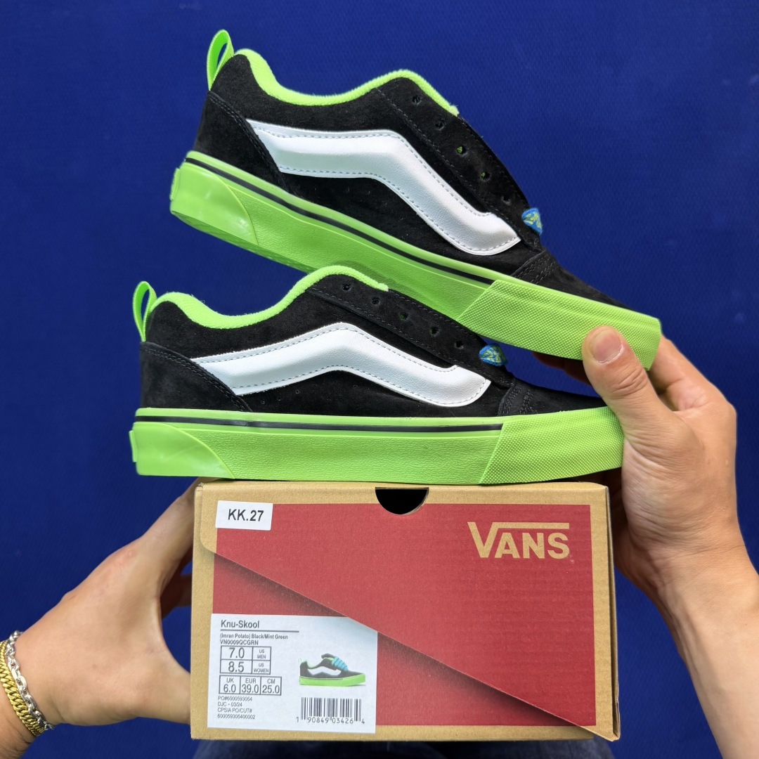 虎扑版！Vans Knu-Skool 低帮 KK27纯原级别外贸订单！万斯经典 硫化帆布板鞋 粗宽立体标