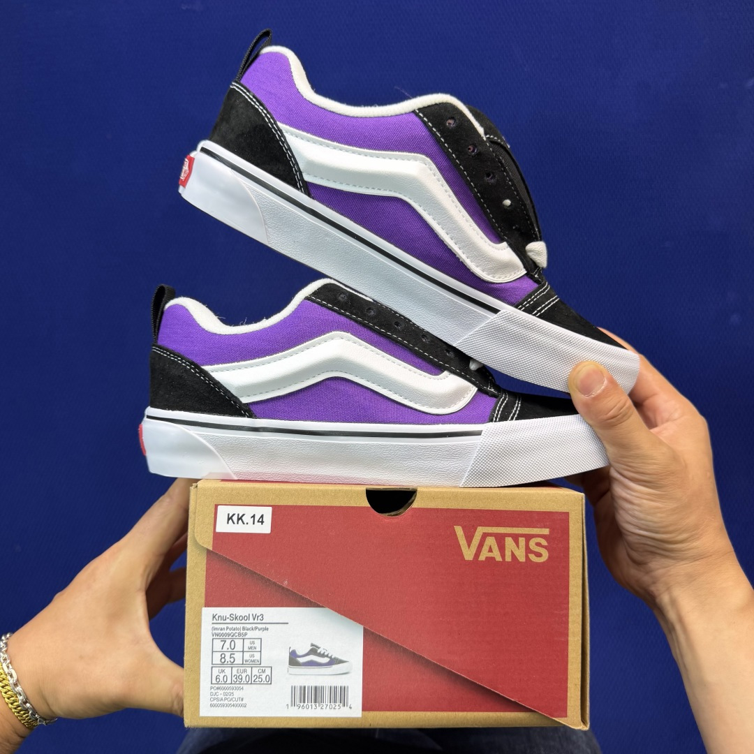 虎扑版！Vans Knu-Skool 低帮 KK14纯原级别外贸订单！万斯经典 硫化帆布板鞋 粗宽立体标