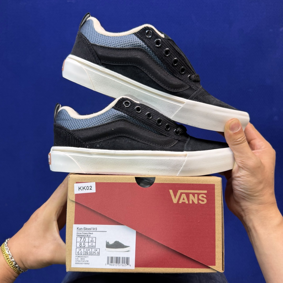 虎扑版！Vans Knu-Skool 低帮 KK02纯原级别外贸订单！万斯经典 硫化帆布板鞋 粗宽立体标