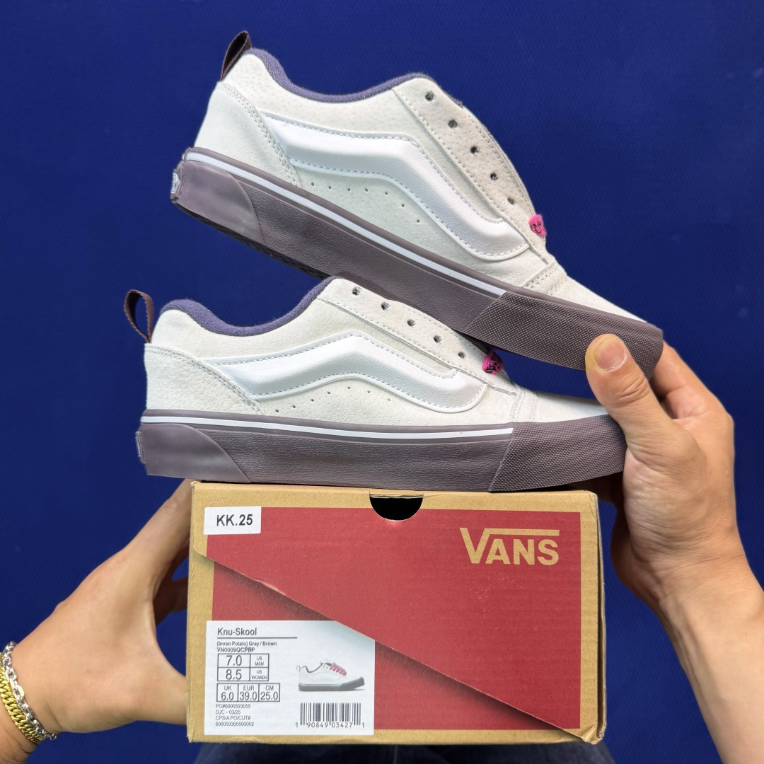 虎扑版！Vans Knu-Skool 低帮 KK25纯原级别外贸订单！万斯经典 硫化帆布板鞋 粗宽立体标
