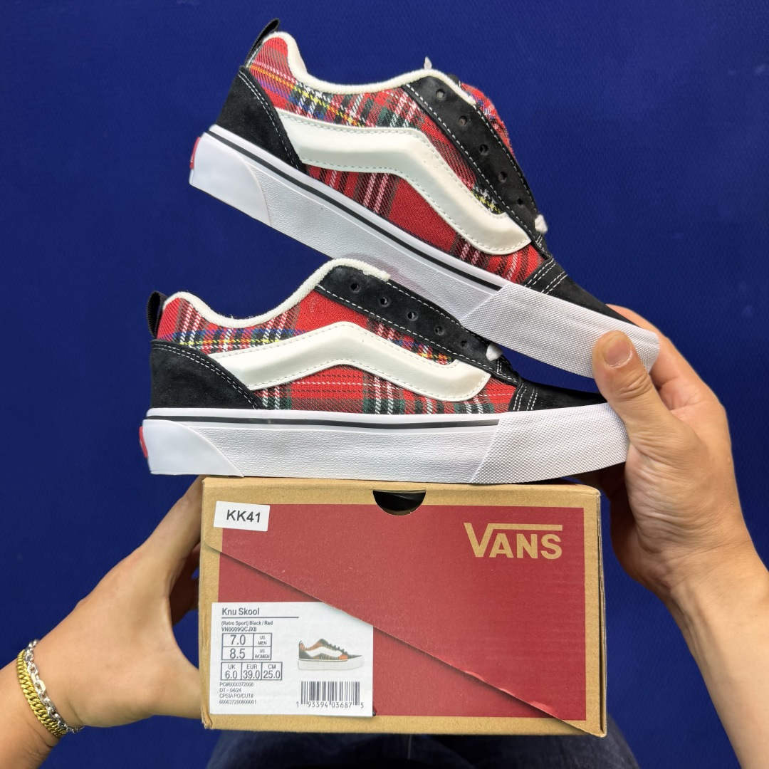 虎扑版！Vans Knu-Skool 低帮 KK41纯原级别外贸订单！万斯经典 硫化帆布板鞋 粗宽立体标
