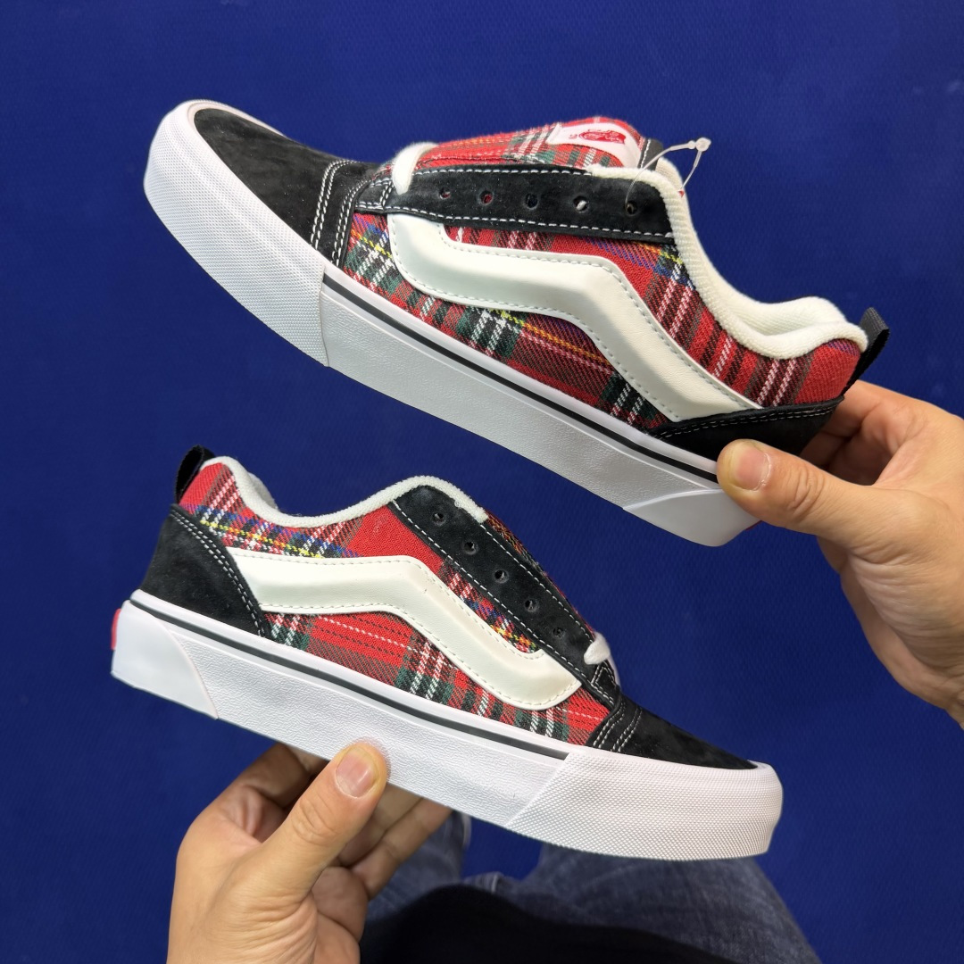 虎扑版！Vans Knu-Skool 低帮 KK41纯原级别外贸订单！万斯经典 硫化帆布板鞋 粗宽立体标