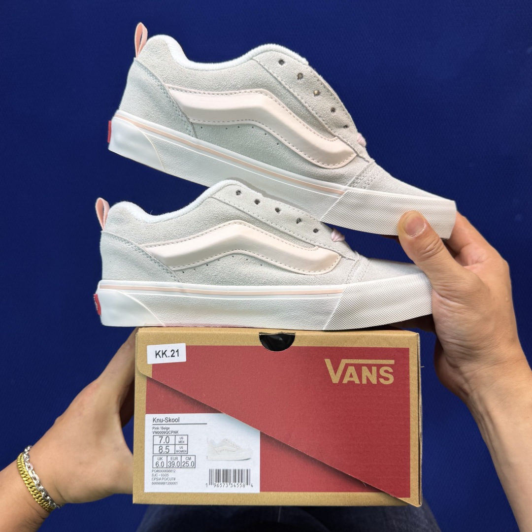 虎扑版！Vans Knu-Skool 低帮 KK21纯原级别外贸订单！万斯经典 硫化帆布板鞋 粗宽立体标