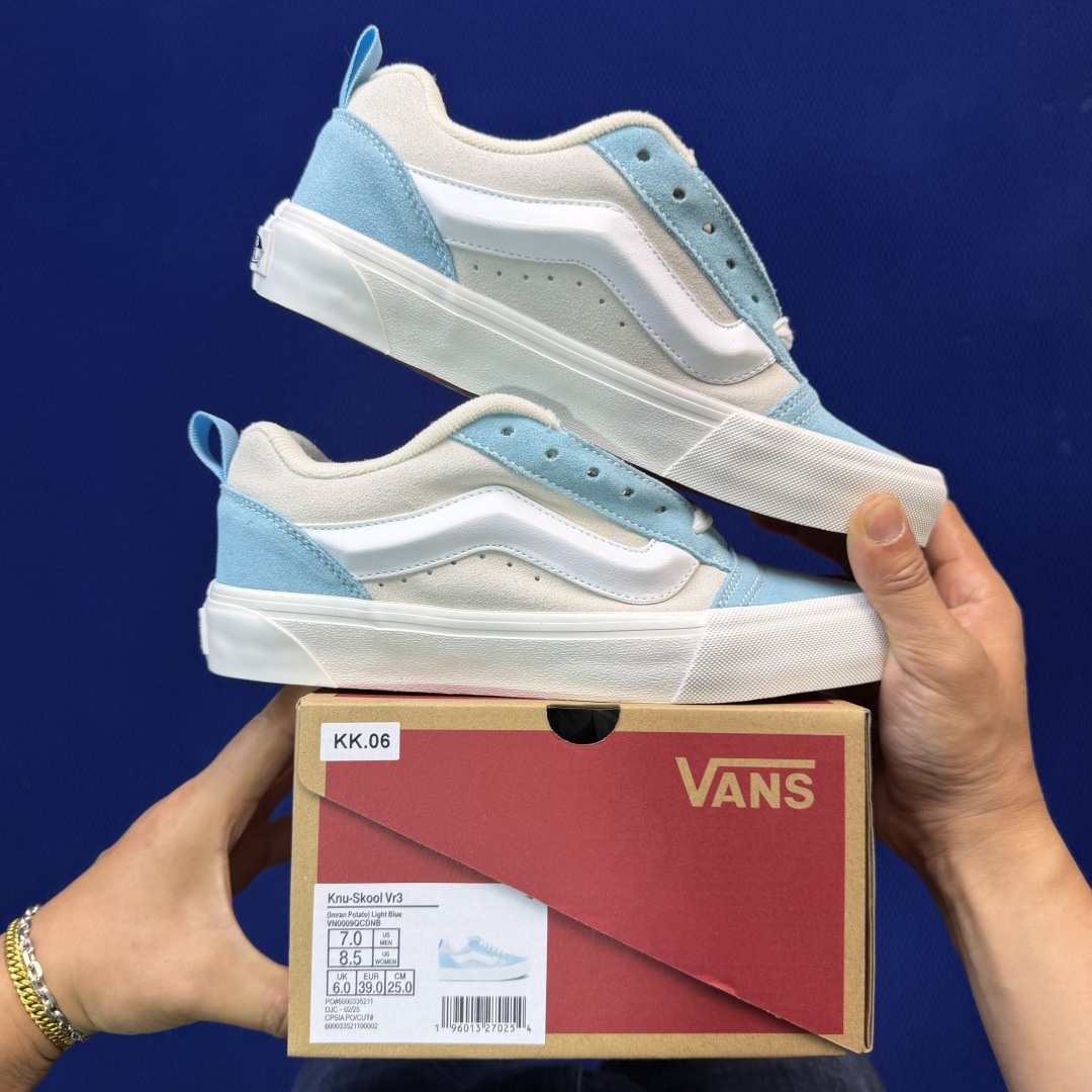 虎扑版！Vans Knu-Skool 低帮 KK06纯原级别外贸订单！万斯经典 硫化帆布板鞋 粗宽立体标
