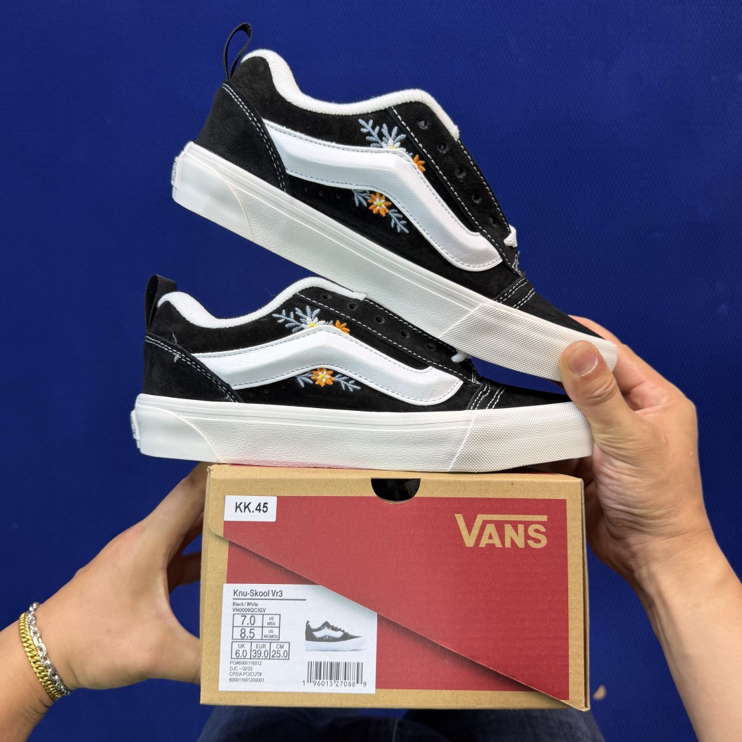 虎扑版！Vans Knu-Skool 低帮 KK45纯原级别外贸订单！万斯经典 硫化帆布板鞋 粗宽立体标