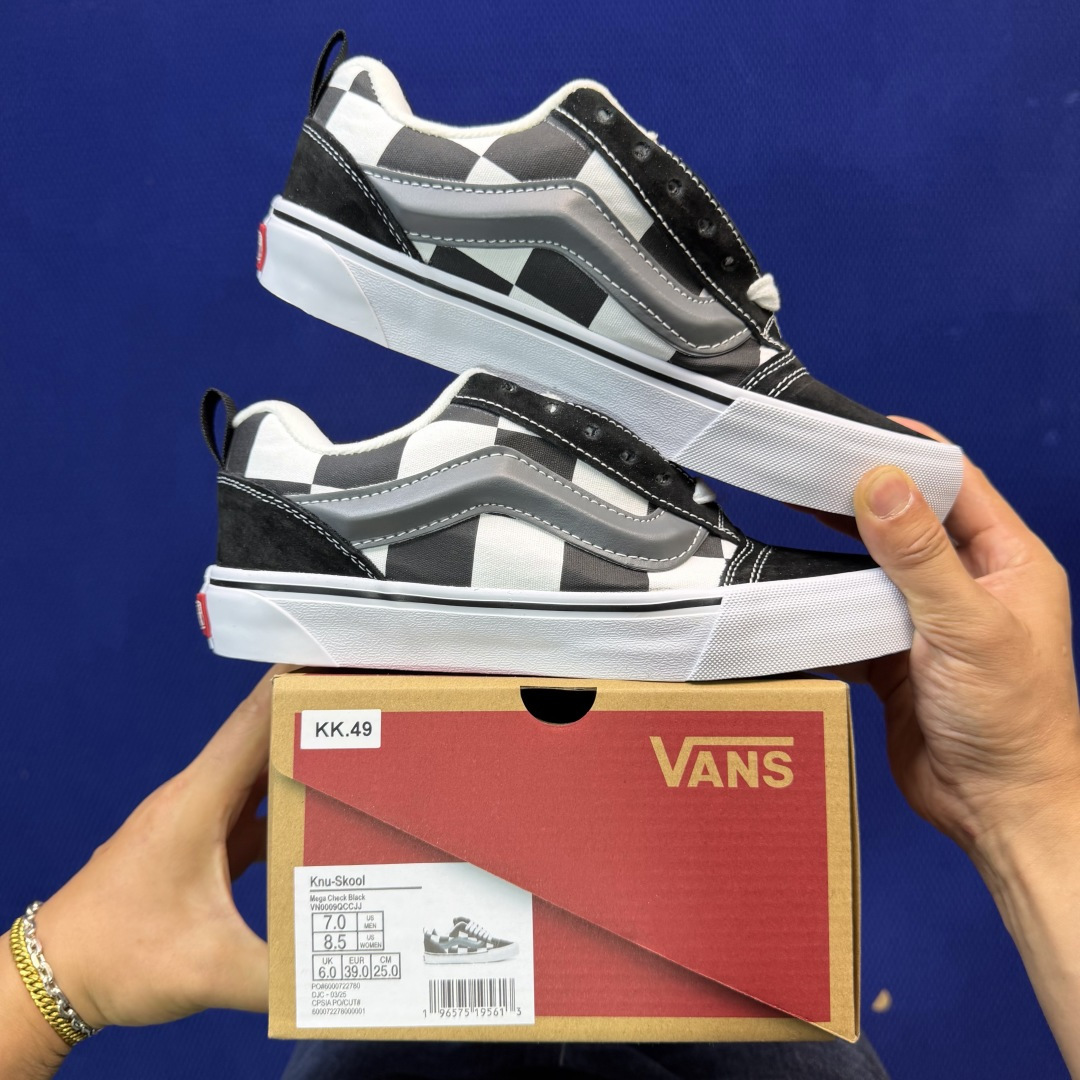 虎扑版！Vans Knu-Skool 低帮 KK49纯原级别外贸订单！万斯经典 硫化帆布板鞋 粗宽立体标