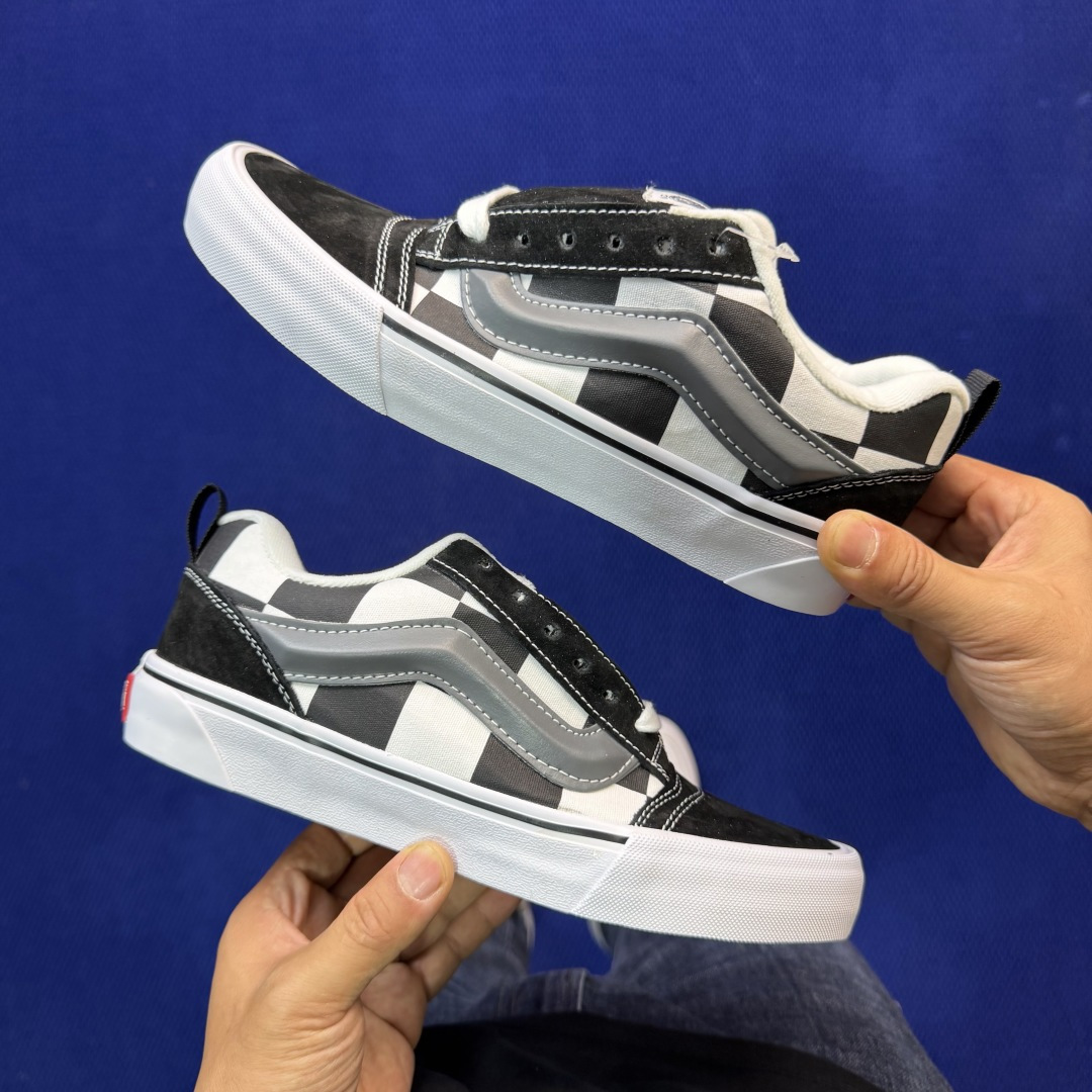虎扑版！Vans Knu-Skool 低帮 KK49纯原级别外贸订单！万斯经典 硫化帆布板鞋 粗宽立体标