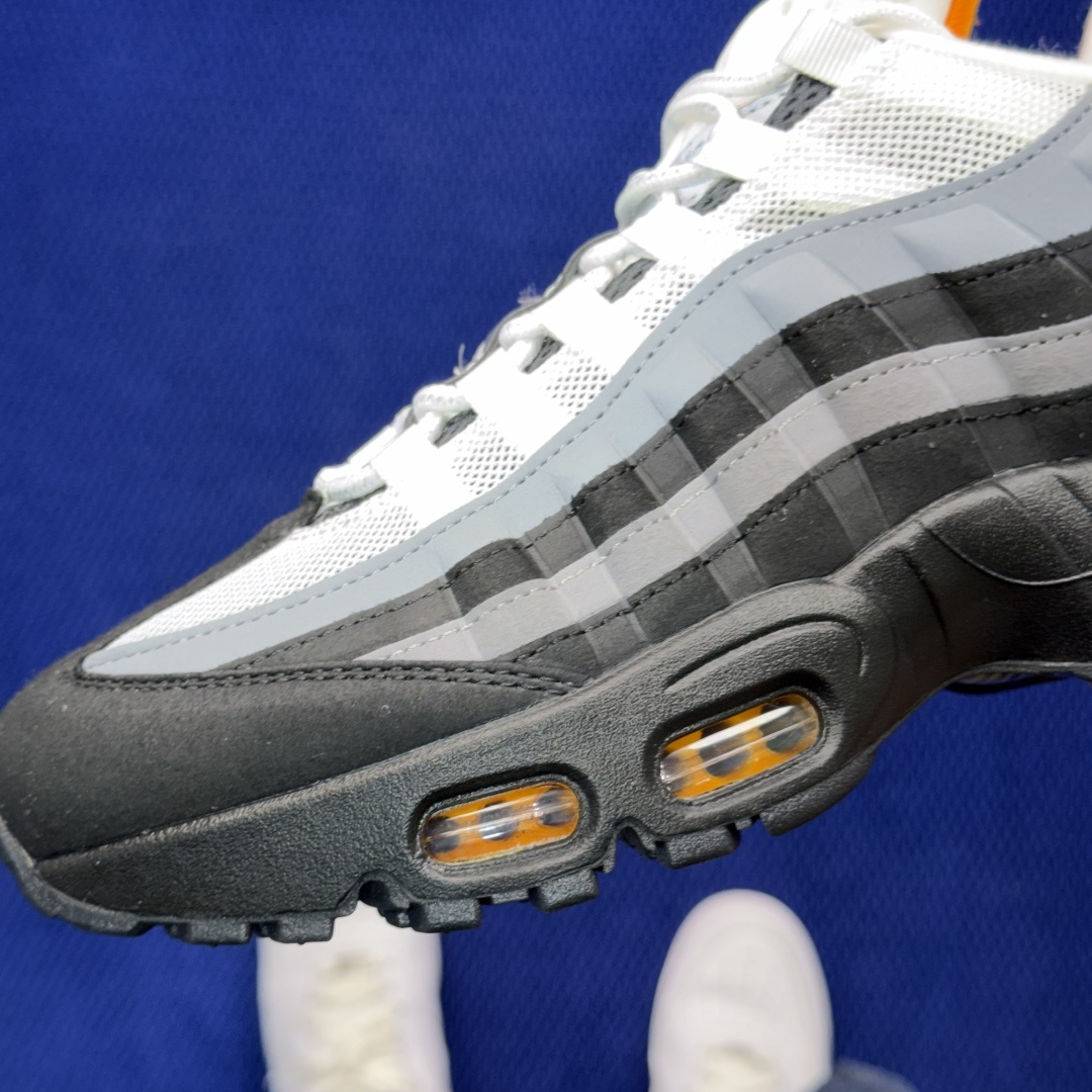 外贸私域爆款！Nike Air Max 95 低帮气垫跑鞋大厂纯原高品！max95 第2色:黑橙货号：I