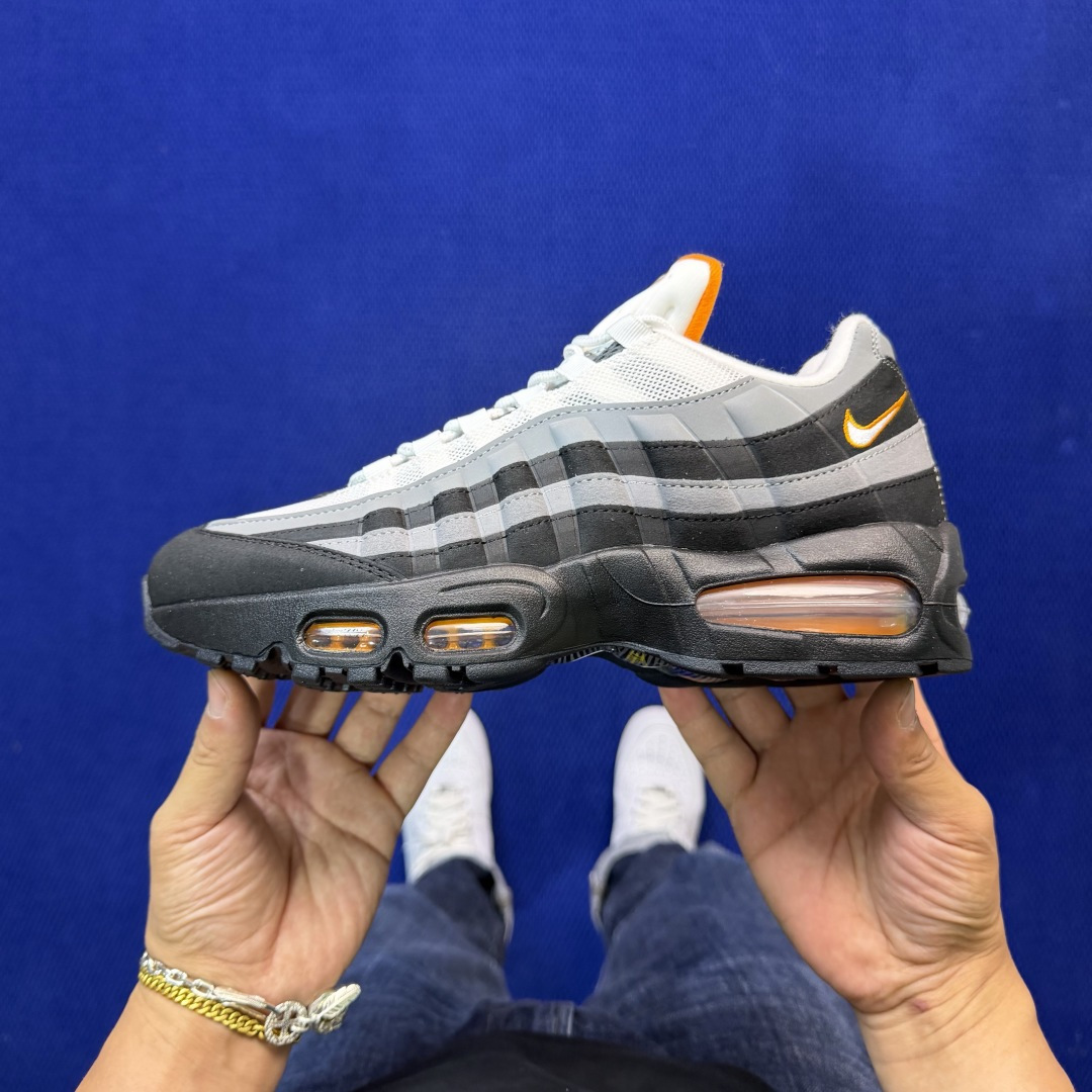 外贸私域爆款！Nike Air Max 95 低帮气垫跑鞋大厂纯原高品！max95 第2色:黑橙货号：I