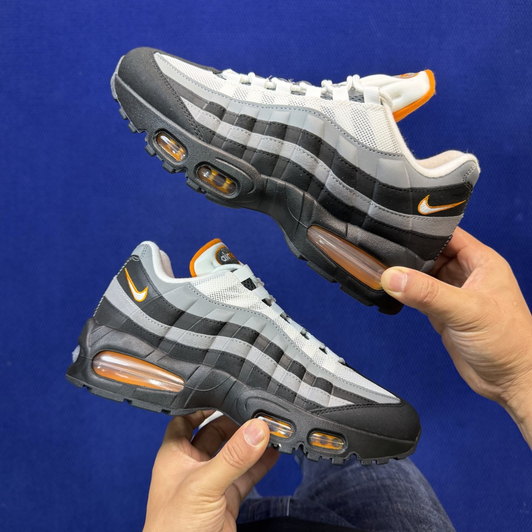 外贸私域爆款！Nike Air Max 95 低帮气垫跑鞋大厂纯原高品！max95 第2色:黑橙货号：I