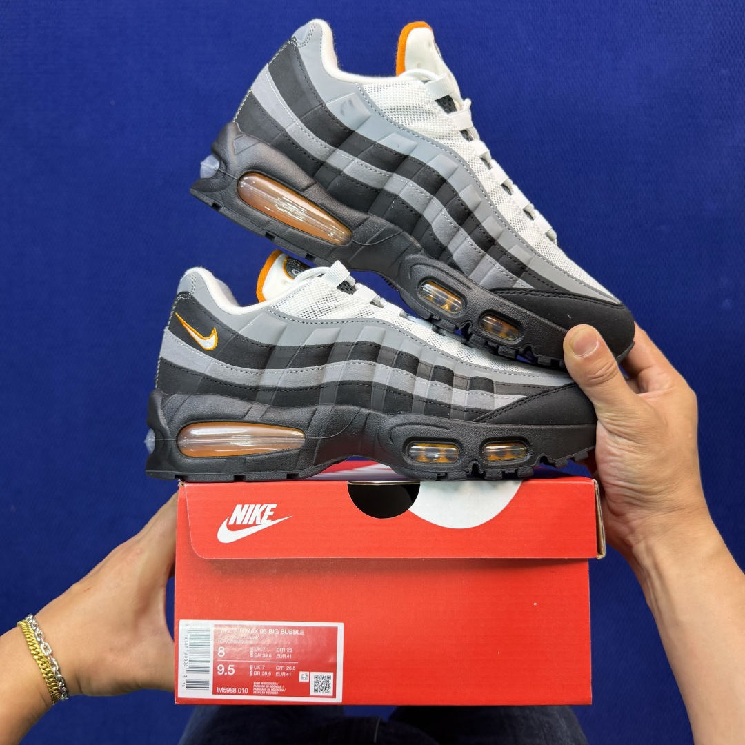 外贸私域爆款！Nike Air Max 95 低帮气垫跑鞋大厂纯原高品！max95 第2色:黑橙货号：I