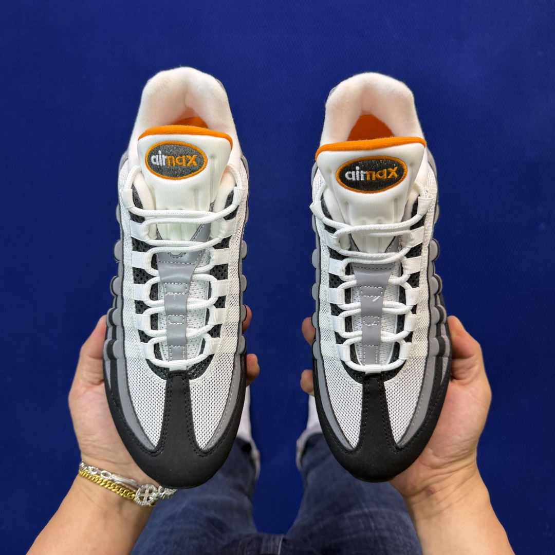 外贸私域爆款！Nike Air Max 95 低帮气垫跑鞋大厂纯原高品！max95 第2色:黑橙货号：I