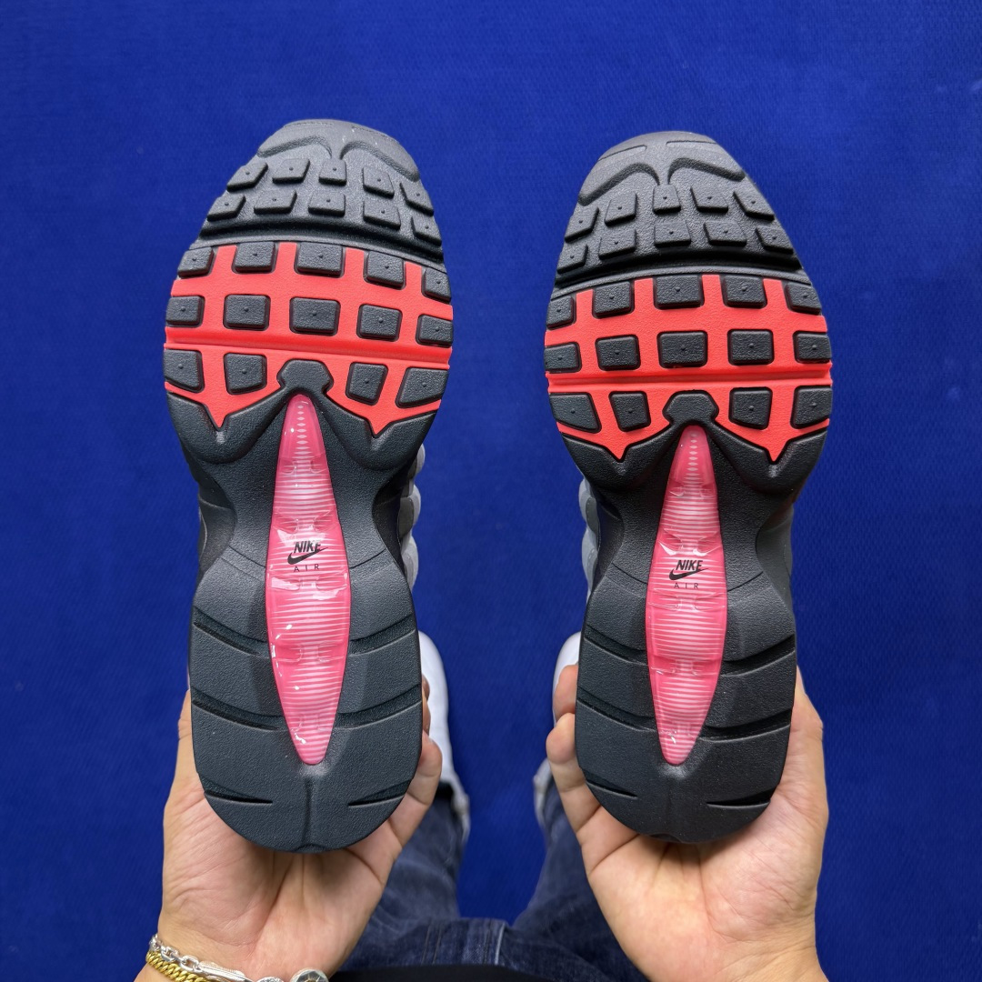 外贸私域爆款！Nike Air Max 95 低帮气垫跑鞋大厂纯原高品！max95 第3色:灰红货号：I