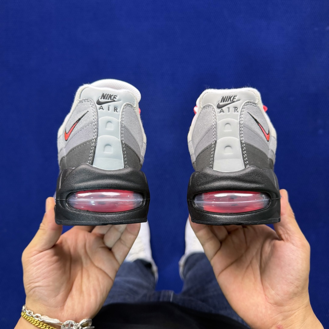 外贸私域爆款！Nike Air Max 95 低帮气垫跑鞋大厂纯原高品！max95 第3色:灰红货号：I