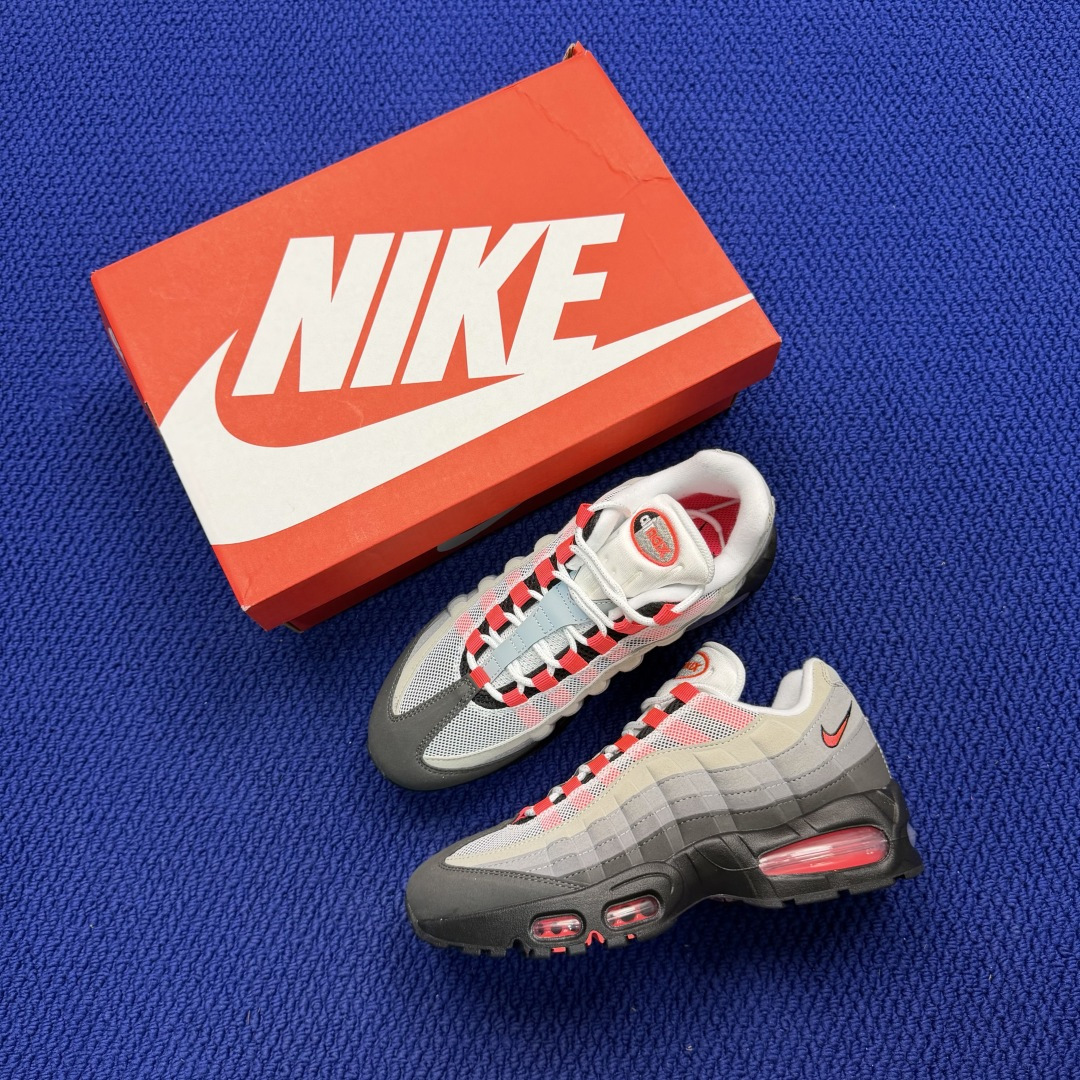 外贸私域爆款！Nike Air Max 95 低帮气垫跑鞋大厂纯原高品！max95 第3色:灰红货号：I
