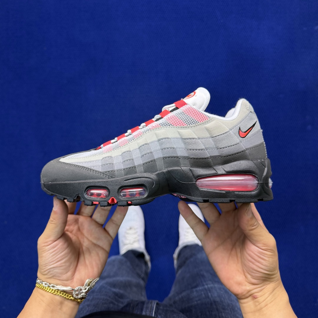 外贸私域爆款！Nike Air Max 95 低帮气垫跑鞋大厂纯原高品！max95 第3色:灰红货号：I