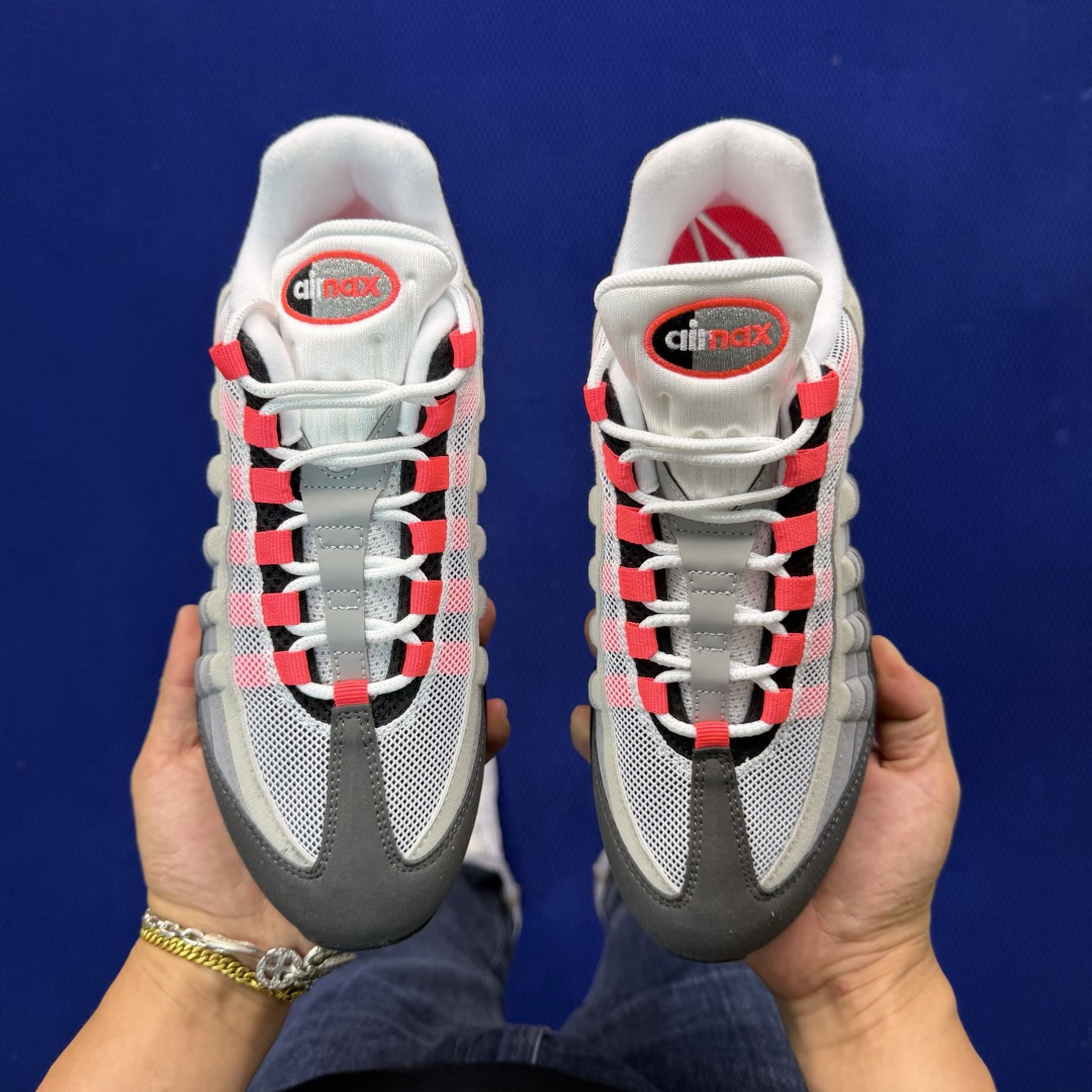 外贸私域爆款！Nike Air Max 95 低帮气垫跑鞋大厂纯原高品！max95 第3色:灰红货号：I