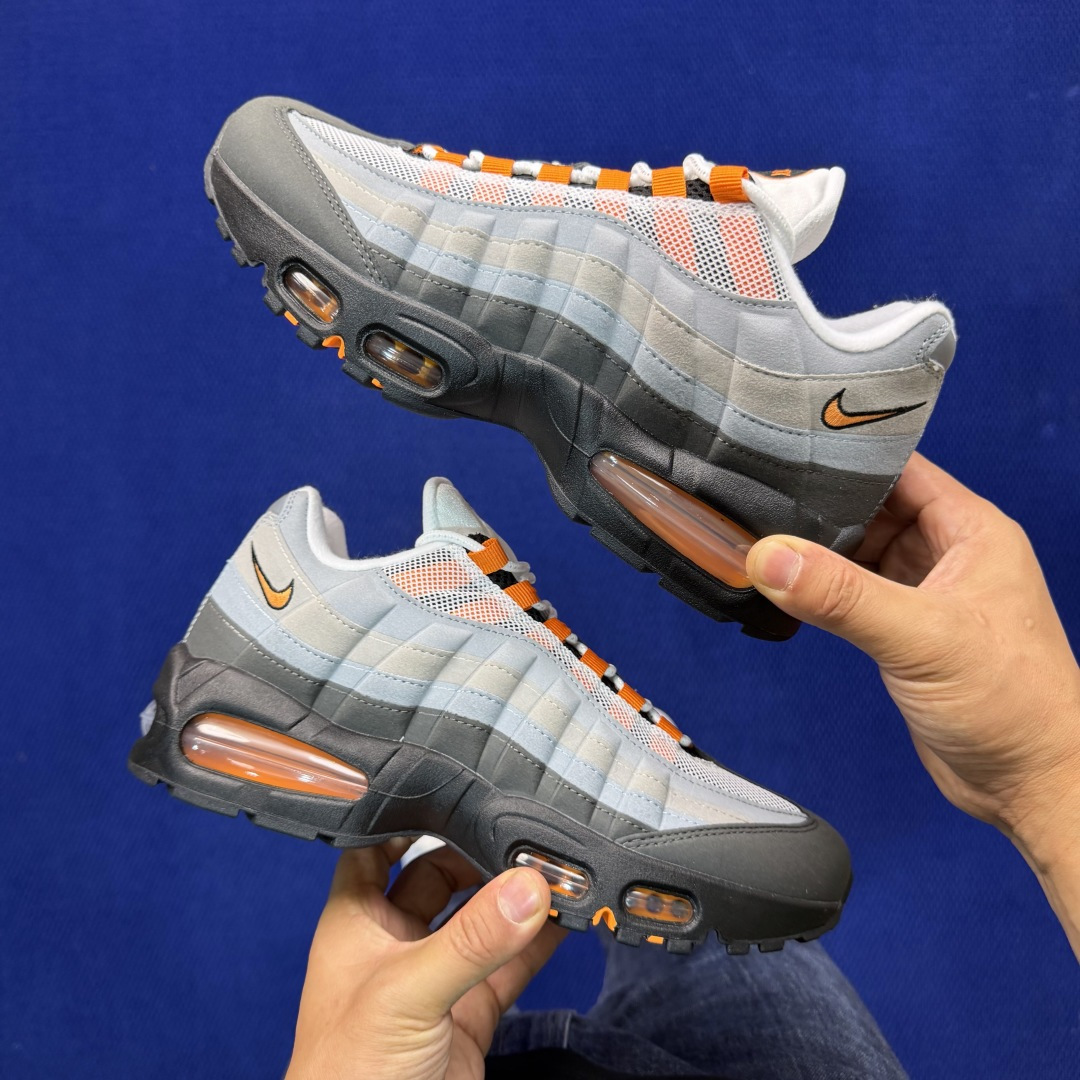 外贸私域爆款！Nike Air Max 95 低帮气垫跑鞋大厂纯原高品！max95 第4色:灰橙货号：H
