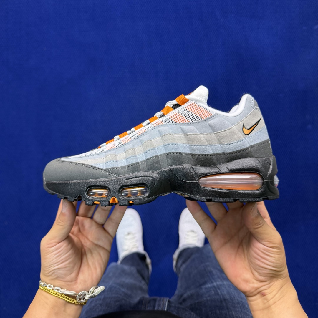 外贸私域爆款！Nike Air Max 95 低帮气垫跑鞋大厂纯原高品！max95 第4色:灰橙货号：H