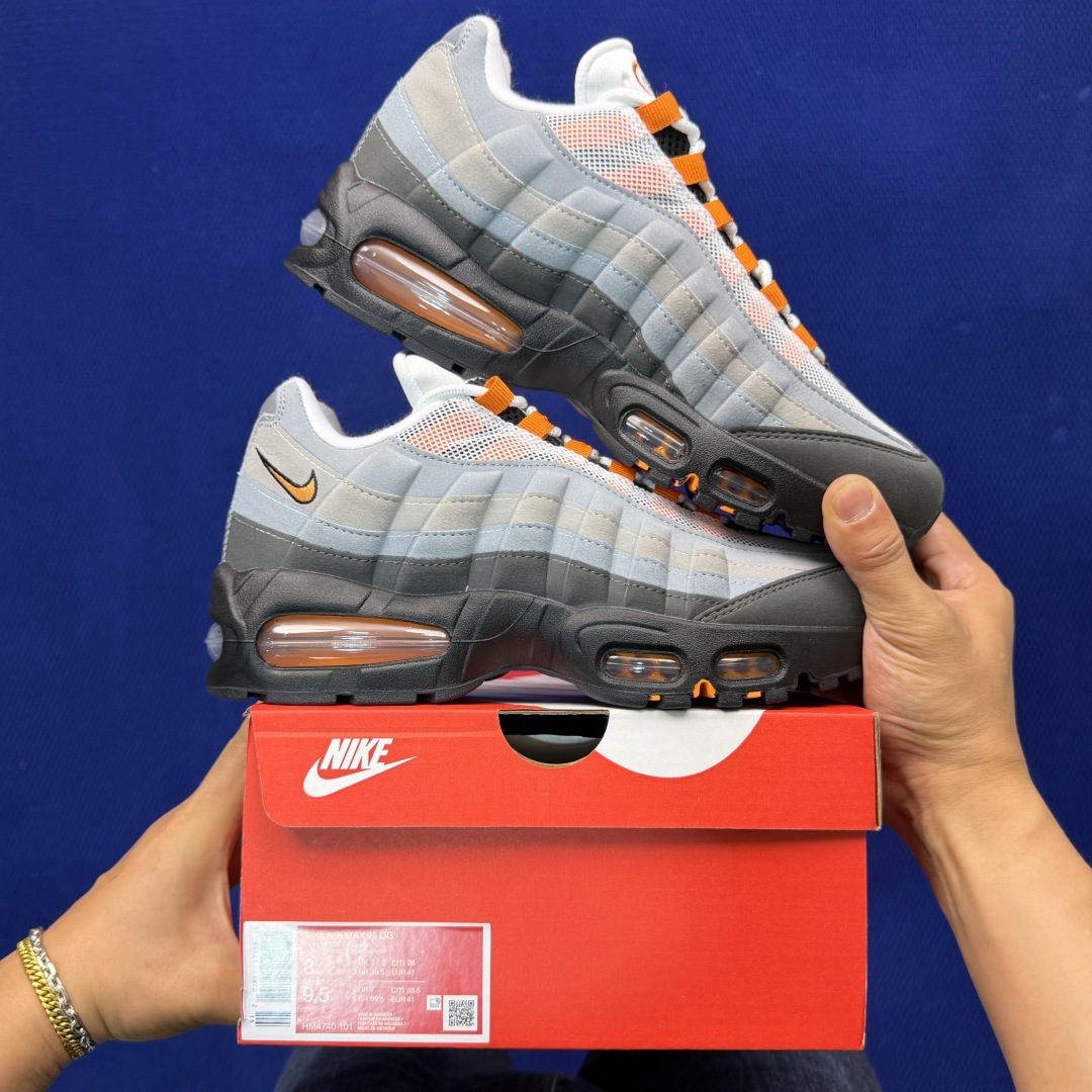 外贸私域爆款！Nike Air Max 95 低帮气垫跑鞋大厂纯原高品！max95 第4色:灰橙货号：H
