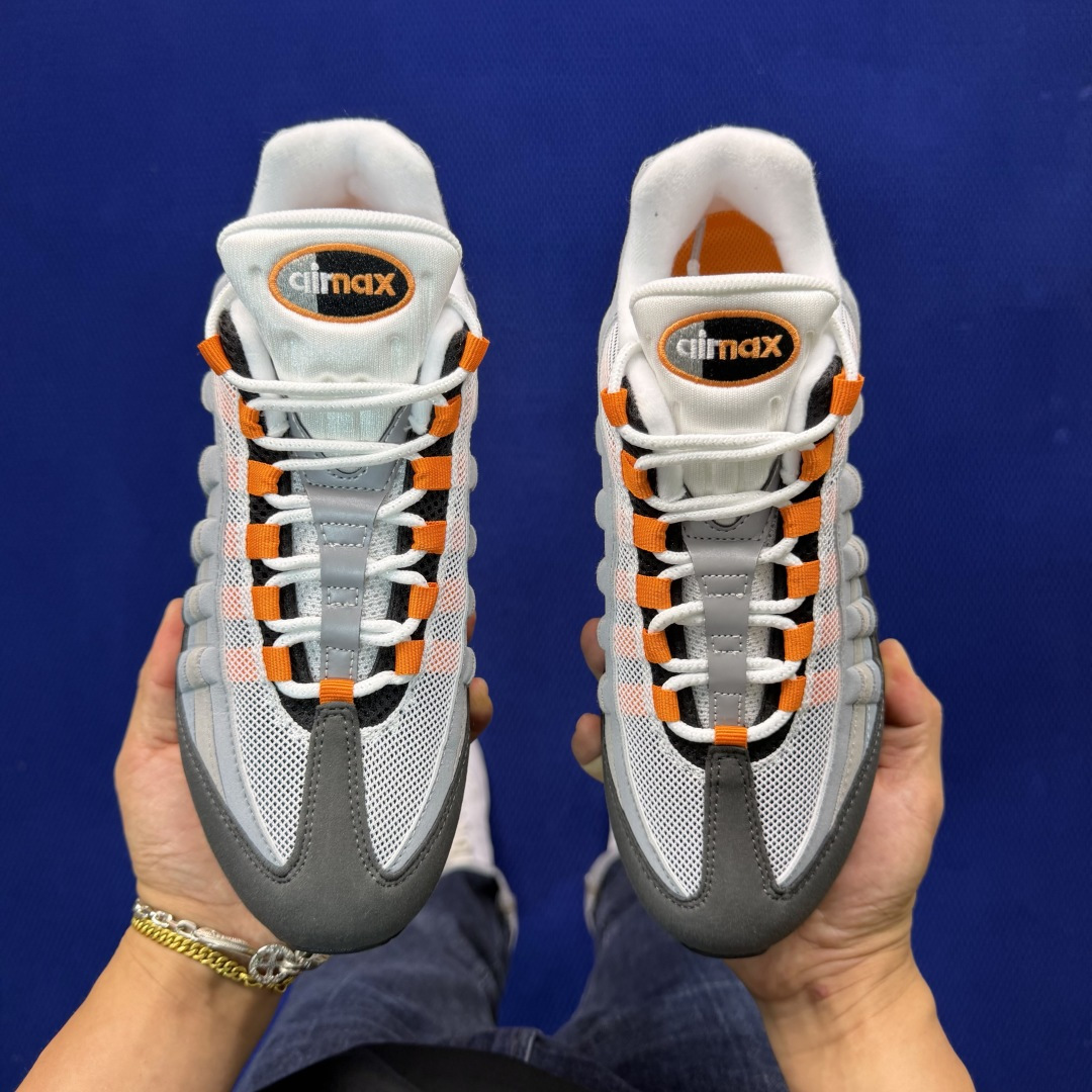 外贸私域爆款！Nike Air Max 95 低帮气垫跑鞋大厂纯原高品！max95 第4色:灰橙货号：H