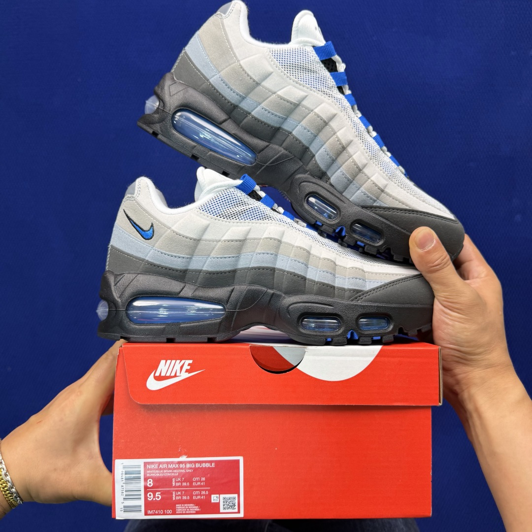 外贸私域爆款！Nike Air Max 95 低帮气垫跑鞋大厂纯原高品！max95 第6色:灰蓝货号：I