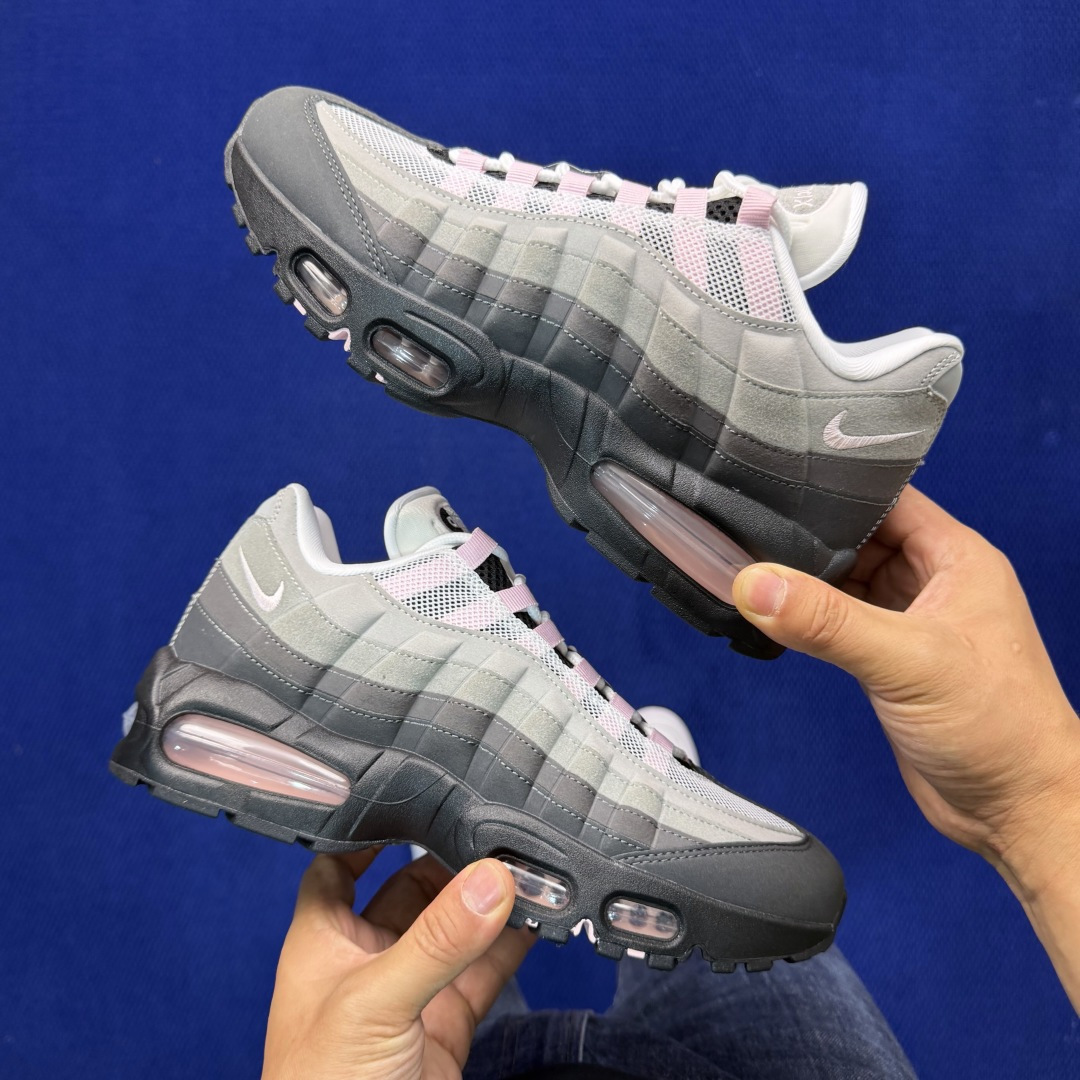 外贸私域爆款！Nike Air Max 95 低帮气垫跑鞋大厂纯原高品！max95 第8色:灰粉货号：H
