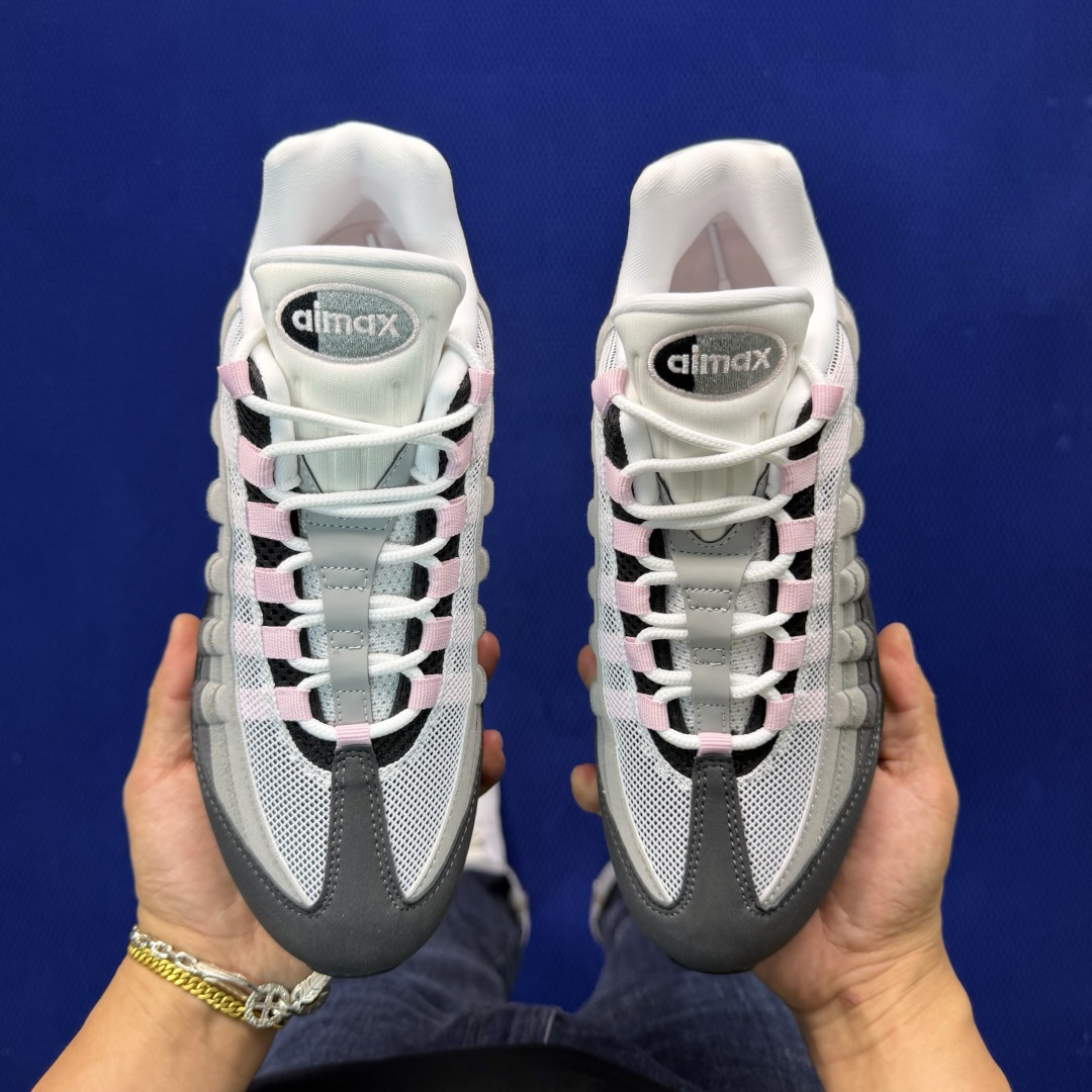 外贸私域爆款！Nike Air Max 95 低帮气垫跑鞋大厂纯原高品！max95 第8色:灰粉货号：H