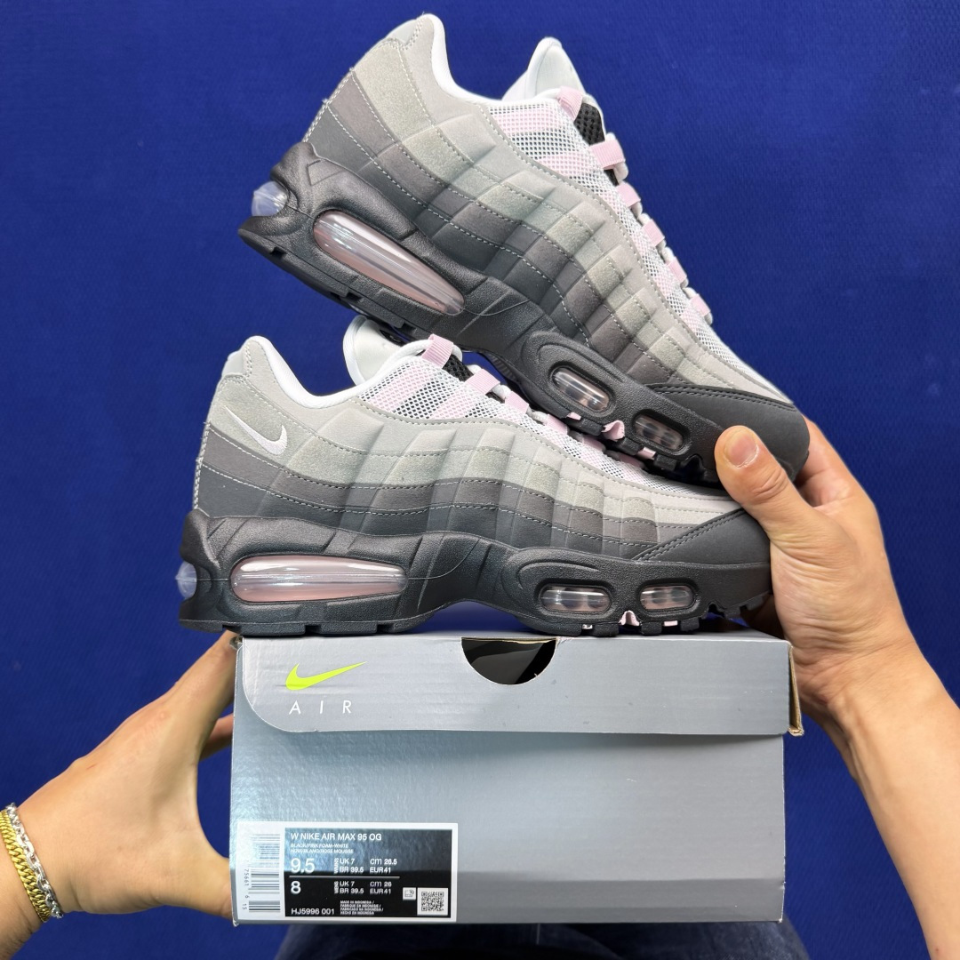 外贸私域爆款！Nike Air Max 95 低帮气垫跑鞋大厂纯原高品！max95 第8色:灰粉货号：H
