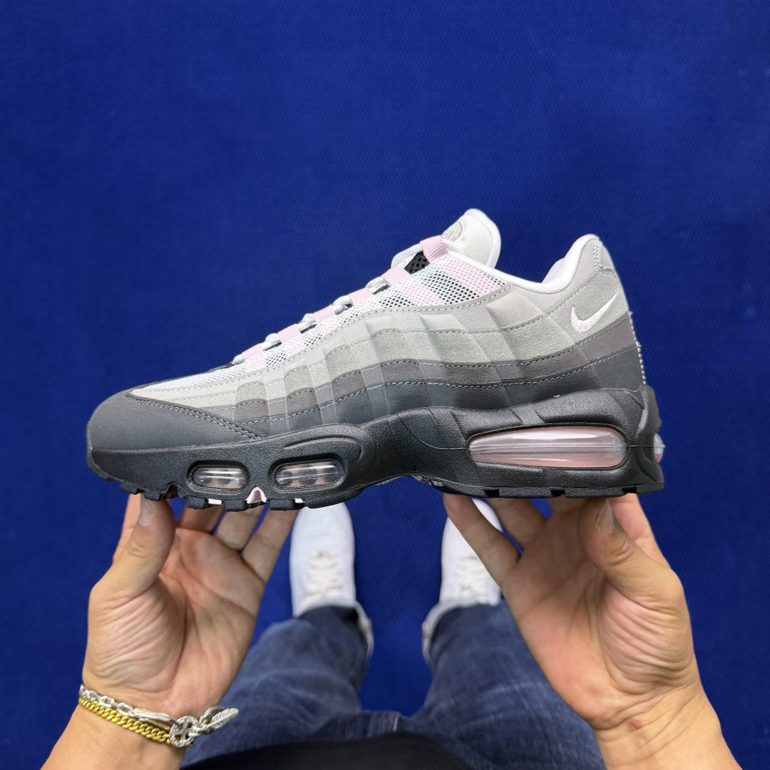 外贸私域爆款！Nike Air Max 95 低帮气垫跑鞋大厂纯原高品！max95 第8色:灰粉货号：H