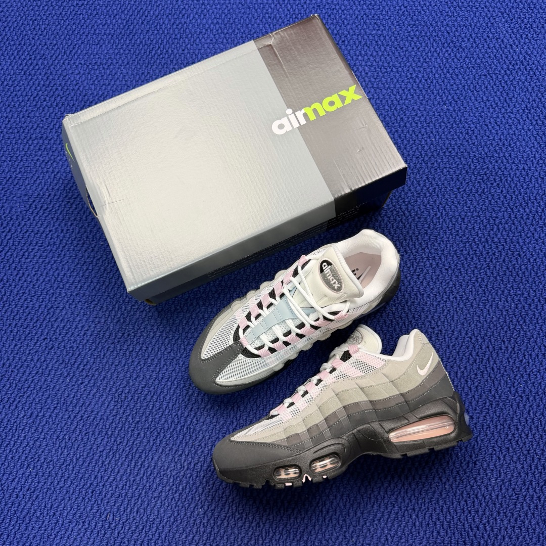 外贸私域爆款！Nike Air Max 95 低帮气垫跑鞋大厂纯原高品！max95 第8色:灰粉货号：H