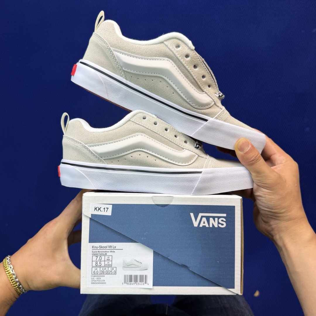 虎扑版！Vans Knu-Skool 低帮 KK17纯原级别外贸订单！万斯经典 硫化帆布板鞋 粗宽立体标