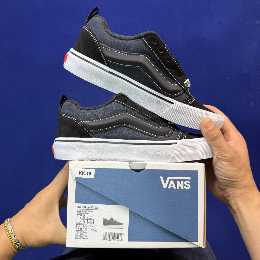 虎扑版！Vans Knu-Skool 低帮 KK19纯原级别外贸订单！万斯经典 硫化帆布板鞋 粗宽立体标