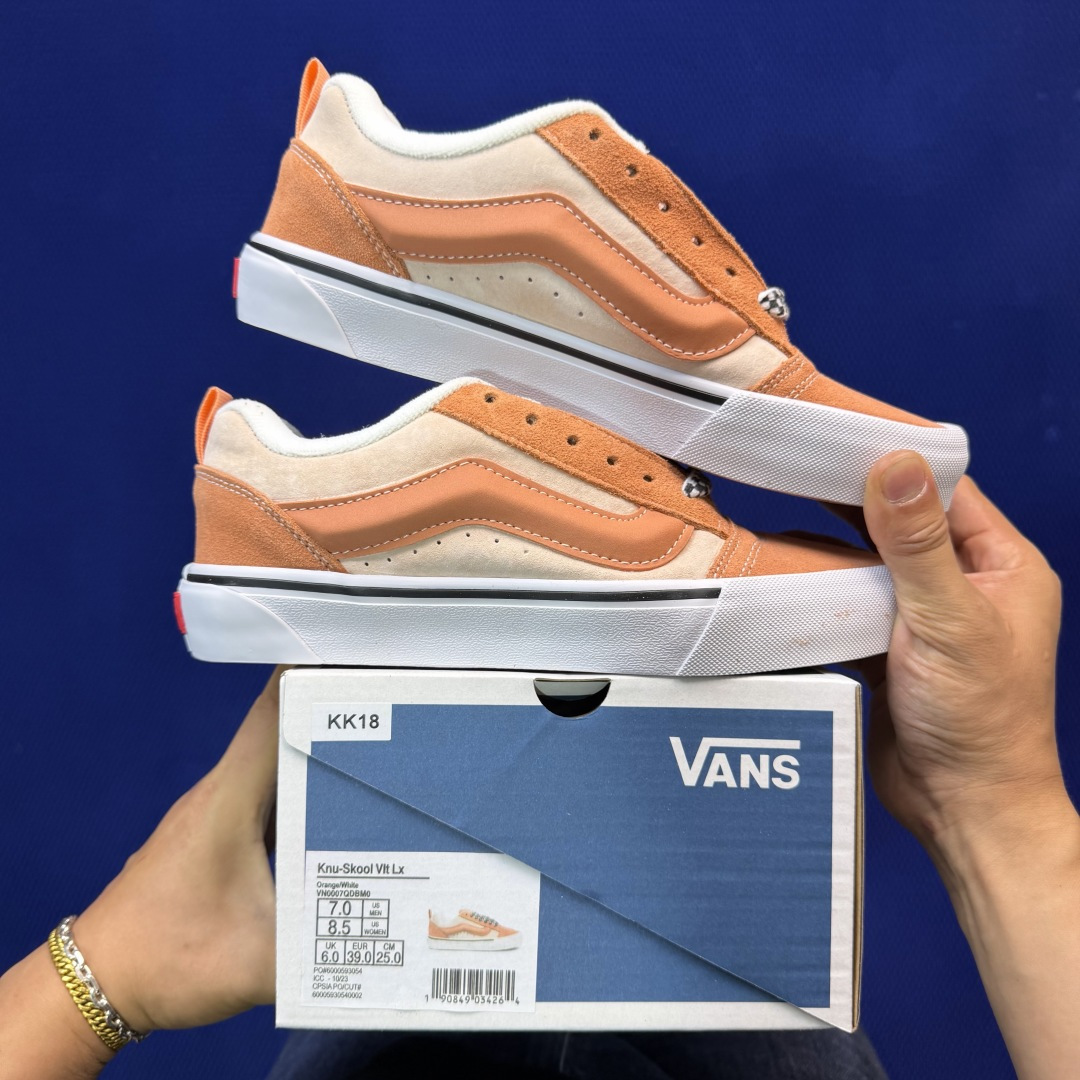 虎扑版！Vans Knu-Skool 低帮 KK18纯原级别外贸订单！万斯经典 硫化帆布板鞋 粗宽立体标