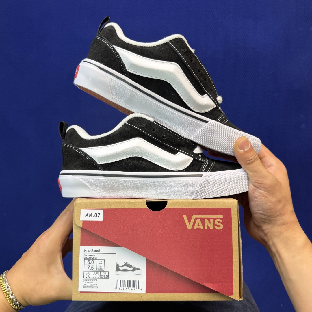 虎扑版！Vans Knu-Skool 低帮 KK07纯原级别外贸订单！万斯经典 硫化帆布板鞋 粗宽立体标
