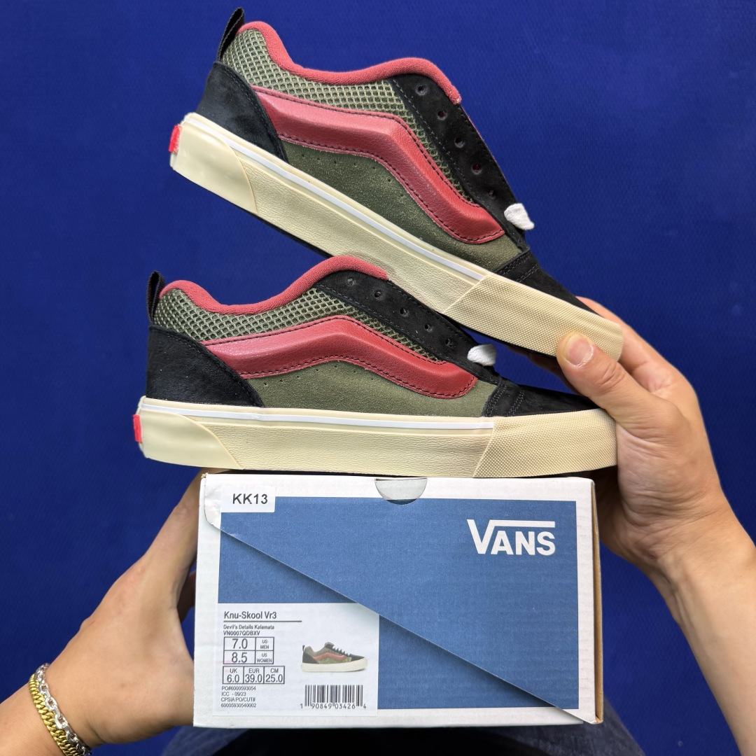 虎扑版！Vans Knu-Skool 低帮 KK13纯原级别外贸订单！万斯经典 硫化翻毛皮板鞋 粗宽立体