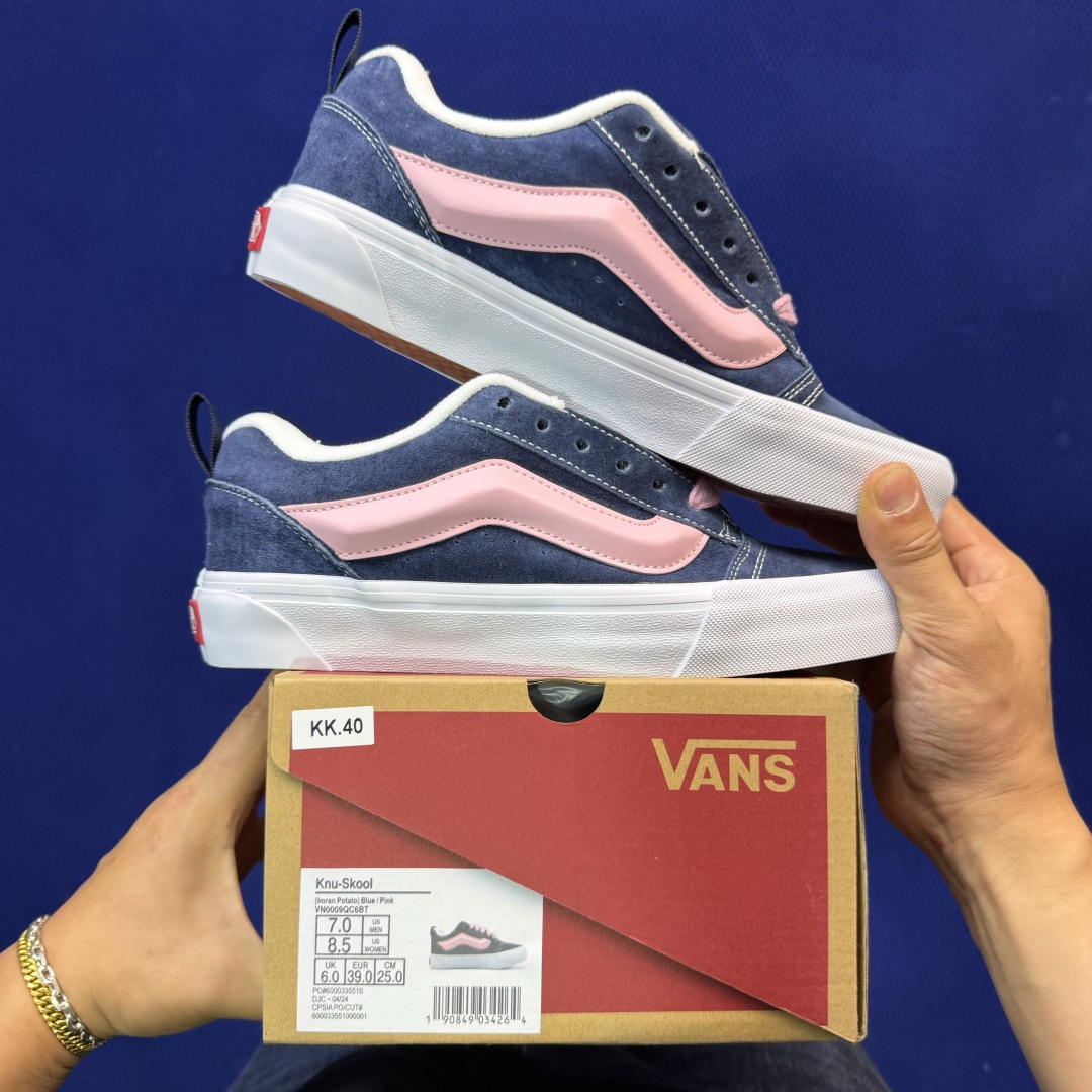 虎扑版！Vans Knu-Skool 低帮 KK40纯原级别外贸订单！万斯经典 硫化翻毛皮板鞋 粗宽立体